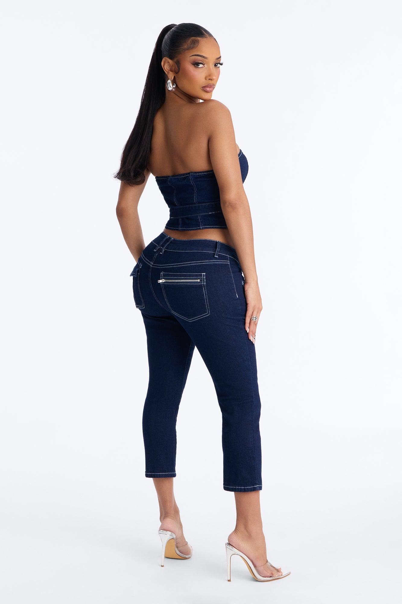 In Motion Low Rise Stretch Capri Jeans - Dark Wash