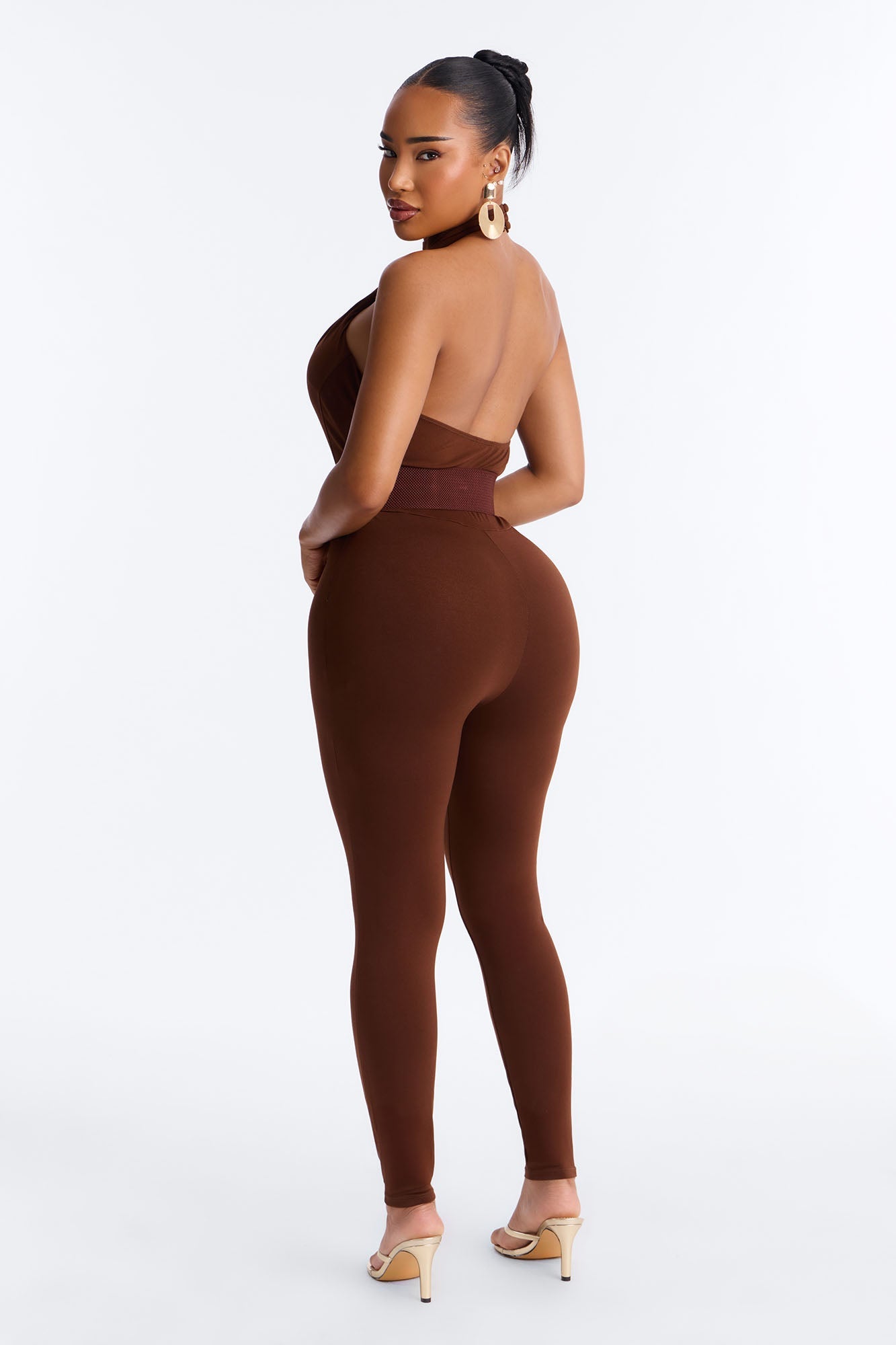 Kaila Cutout Belted 2 Piece Jumpsuit - Chocolate