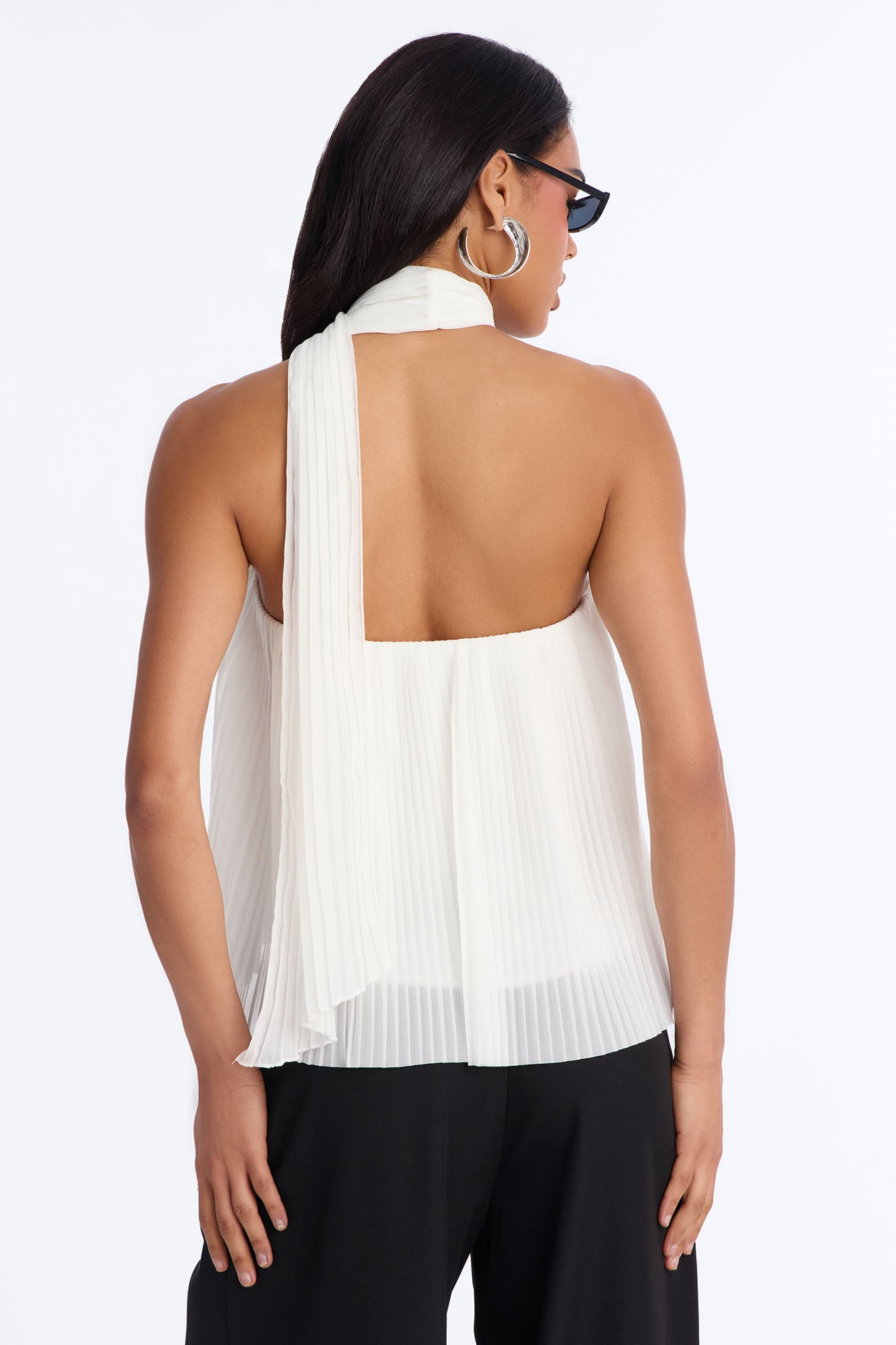 Caught In Your Sunlight Chiffon Scarf 2 Piece Top - Cream