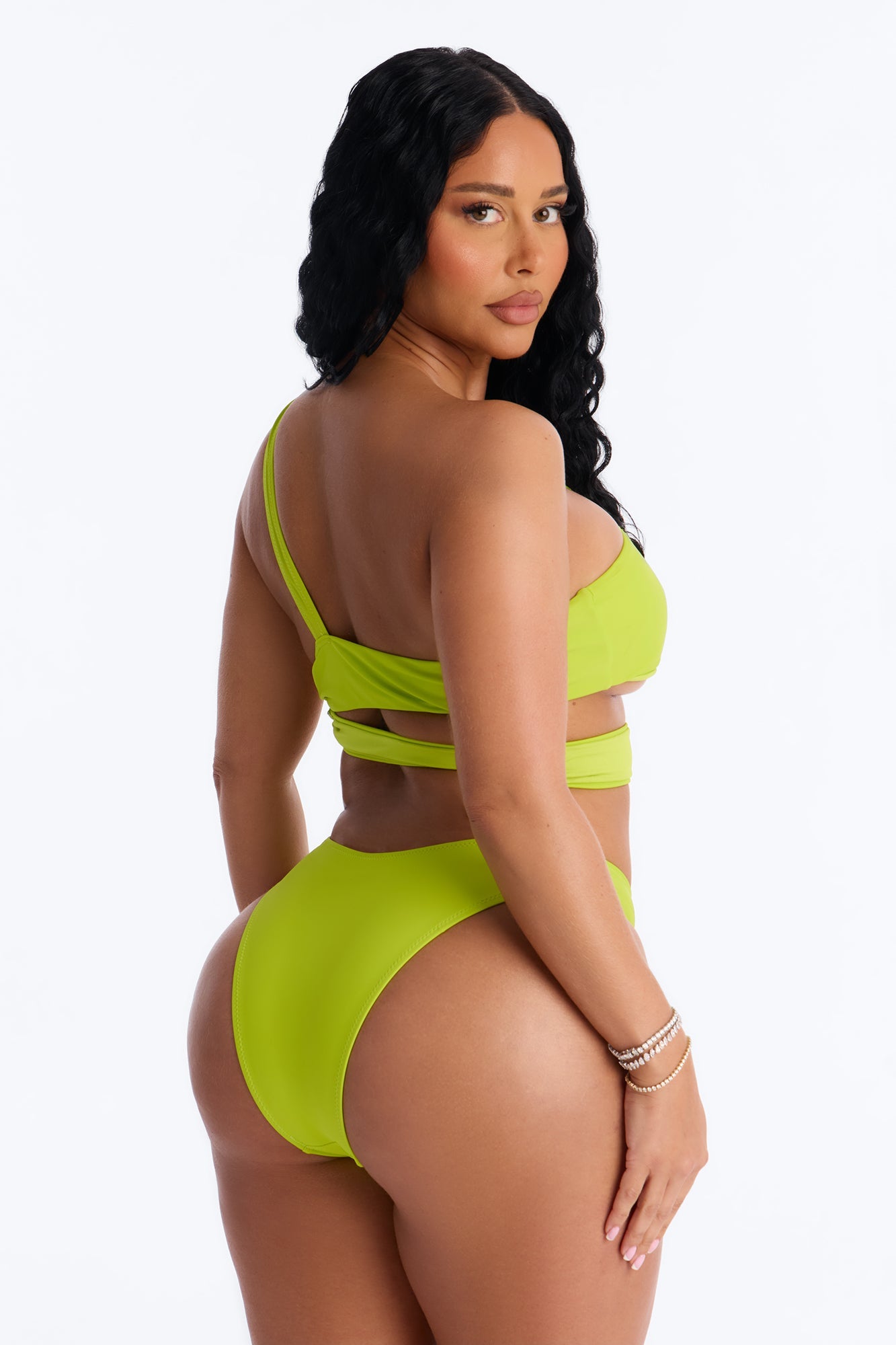 Selfies And Suntans Cutout 2 Piece Bikini - Lime