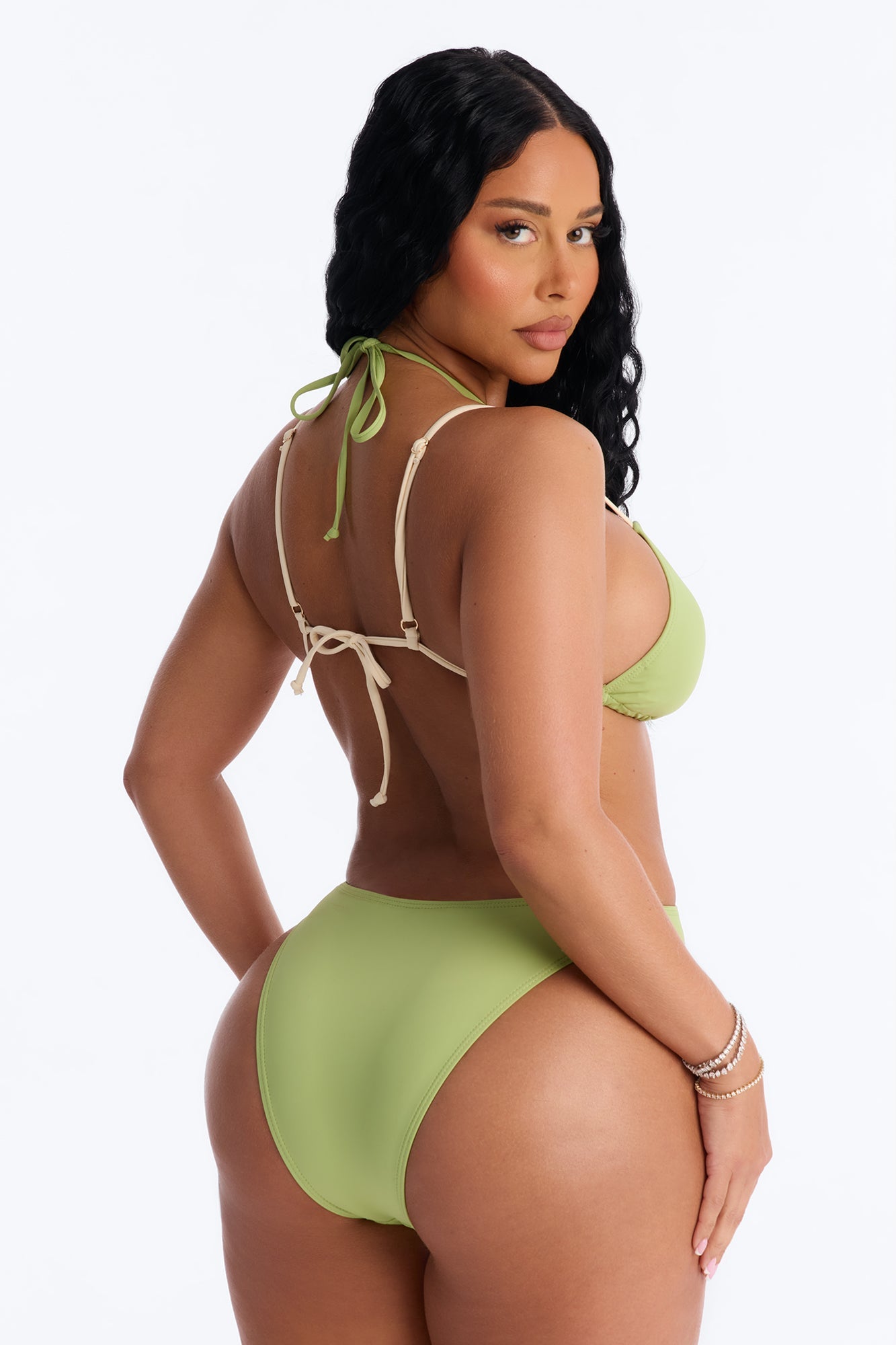 All Summer 1 Piece Triangle Cut Out Swimsuit - Sage