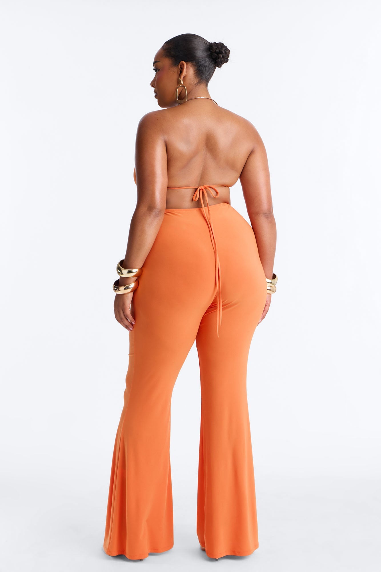 Irie Backless Flare Leg Jumpsuit - Orange
