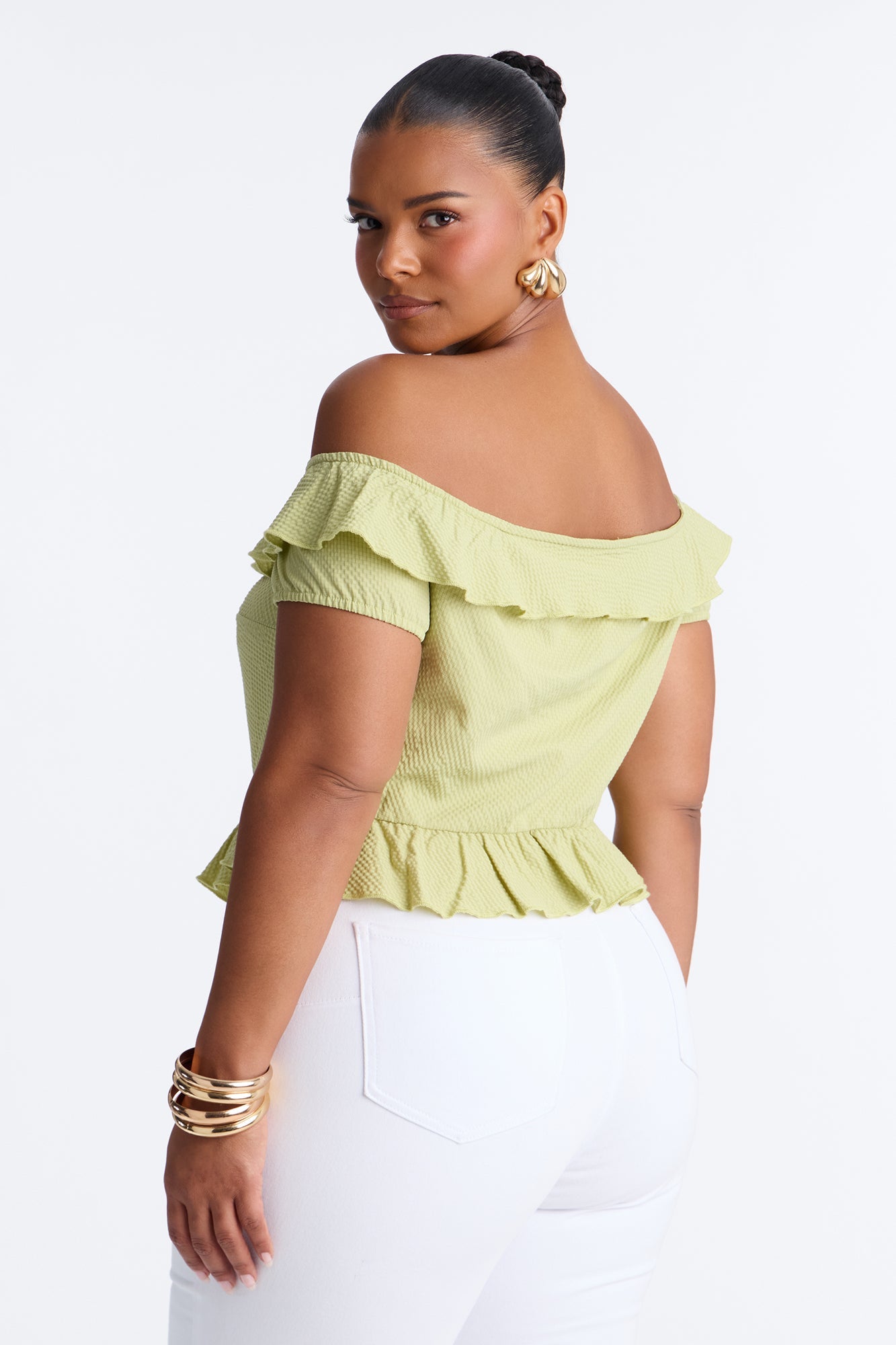 Matcha Girly Ruffle Flyaway Top - Sage