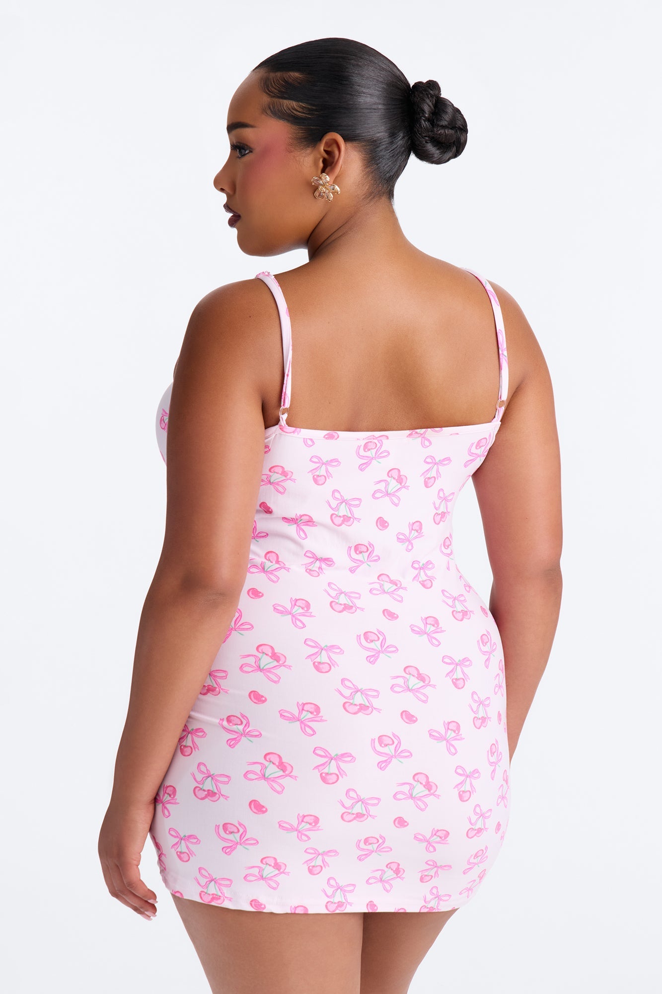 Snuggle Ready Cherry Bow Print PJ Sleep Dress - Pink/combo