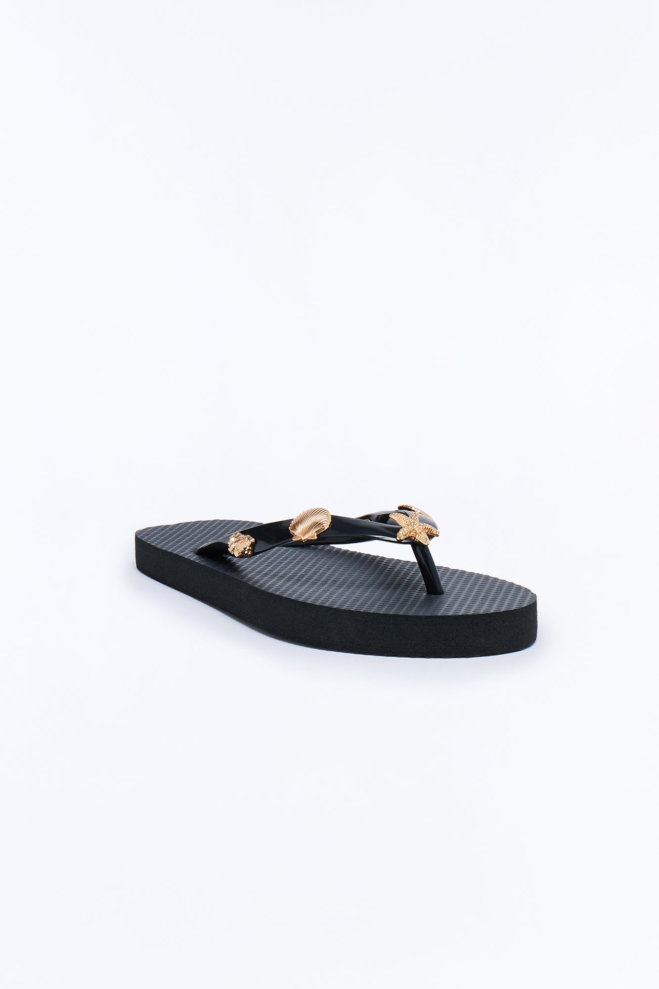 Beachy Hardware Flip Flops - Black