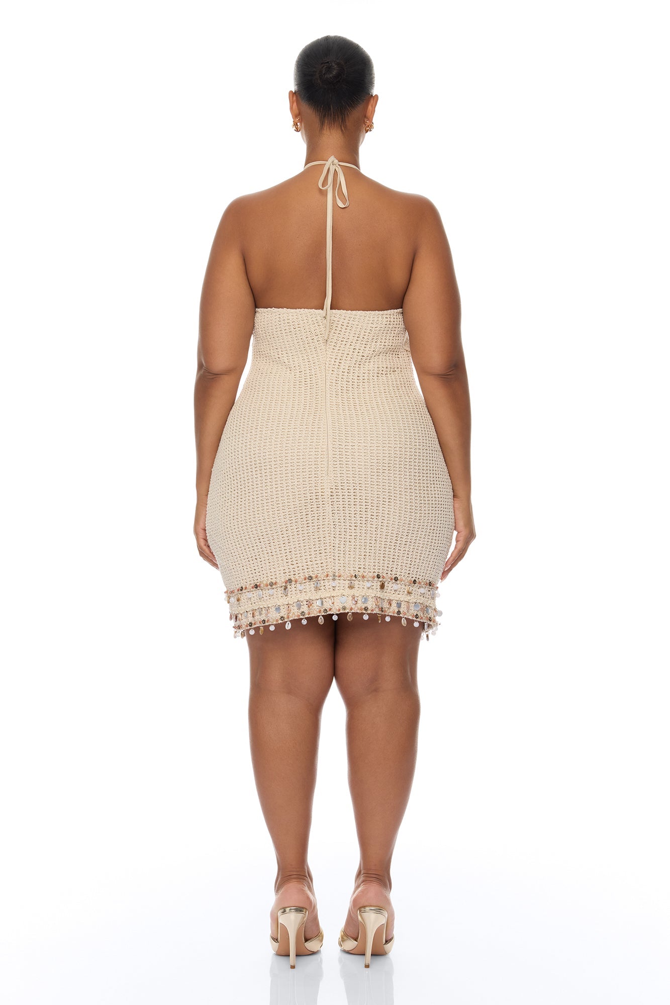 Coastal Sands Crochet Mini Dress - Sand