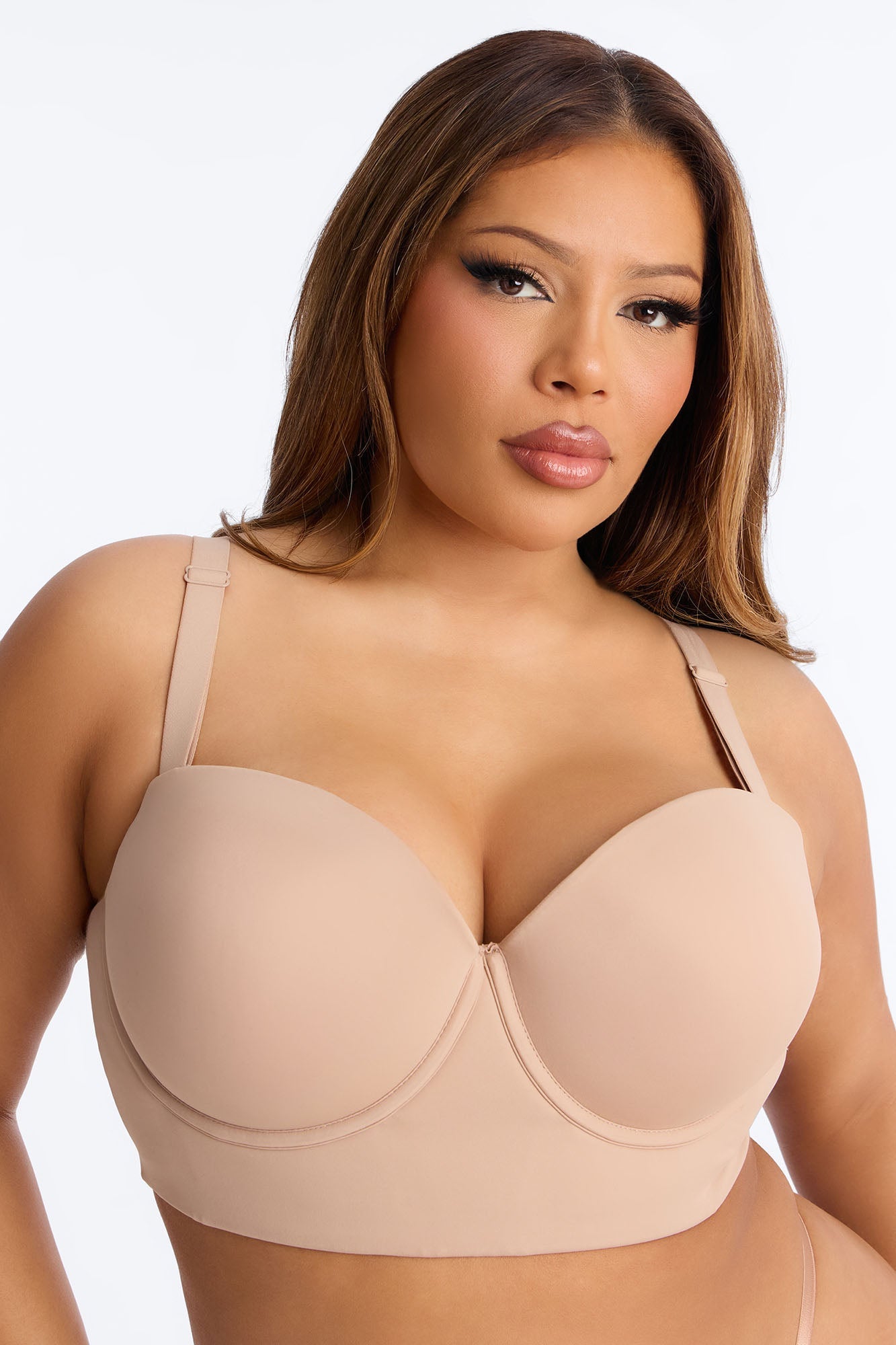 Classic Curve Underwire Lightly Padded Longline Bra - Nude