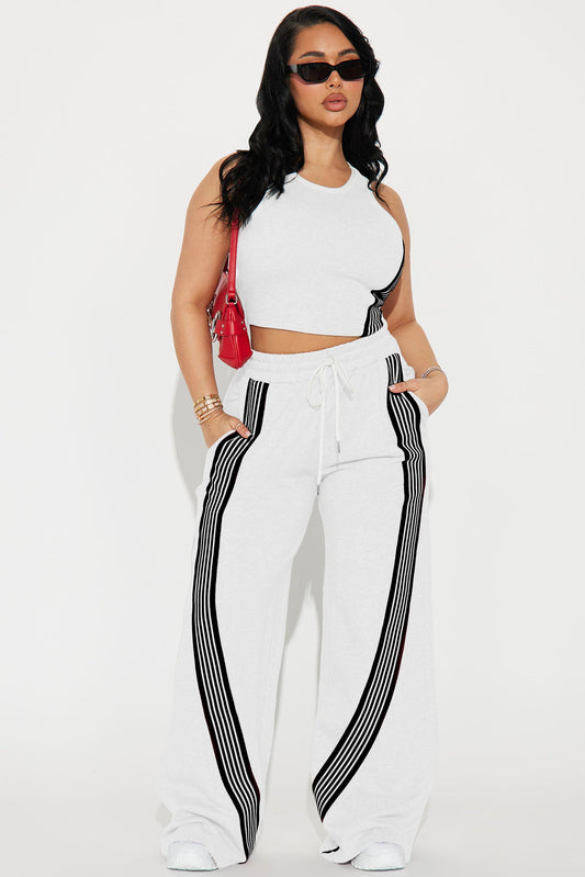 Varsity Babe Pant Set - White
