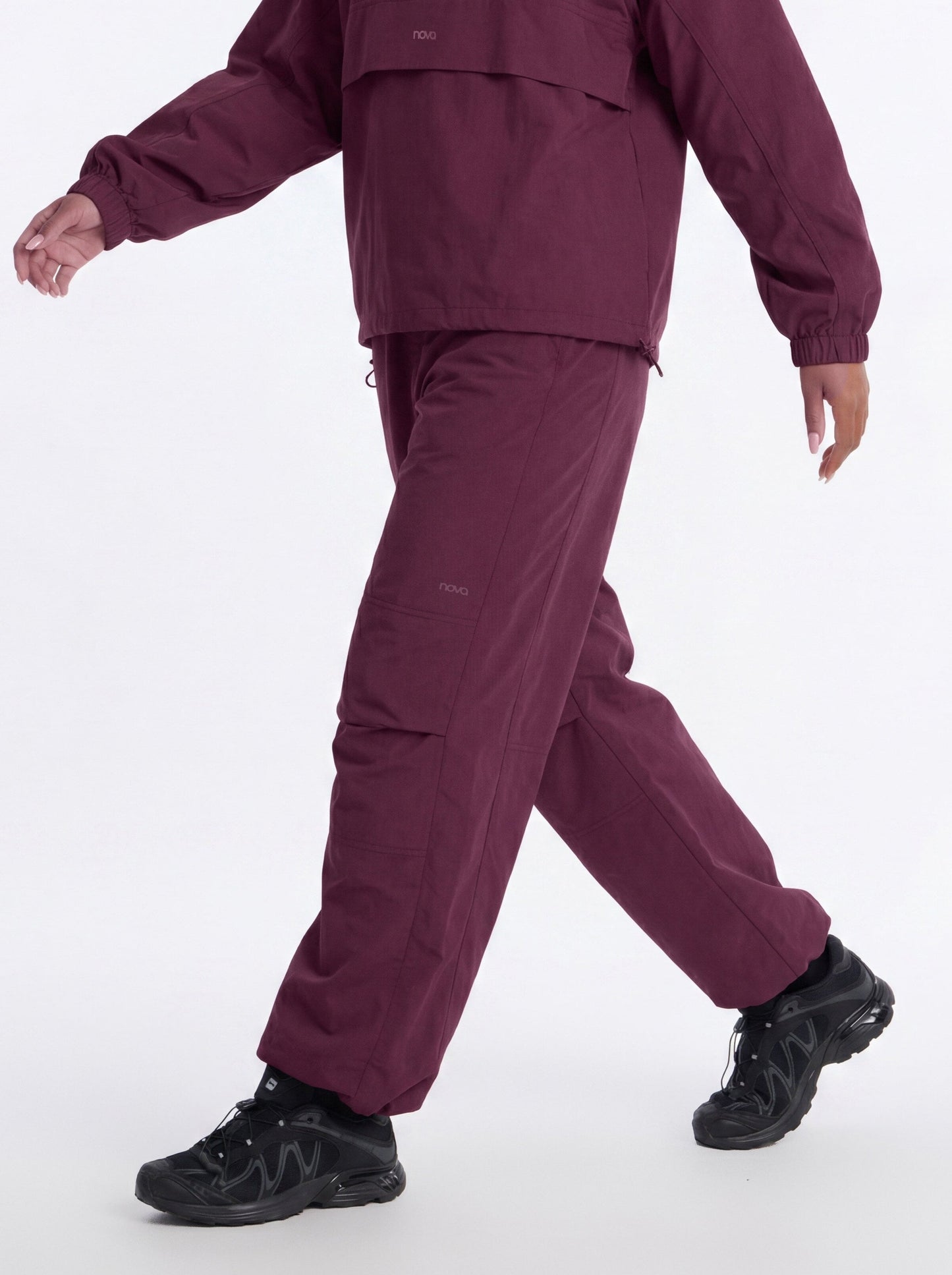 CoreNylon 32″ Wide Leg Track Pant - Merlot