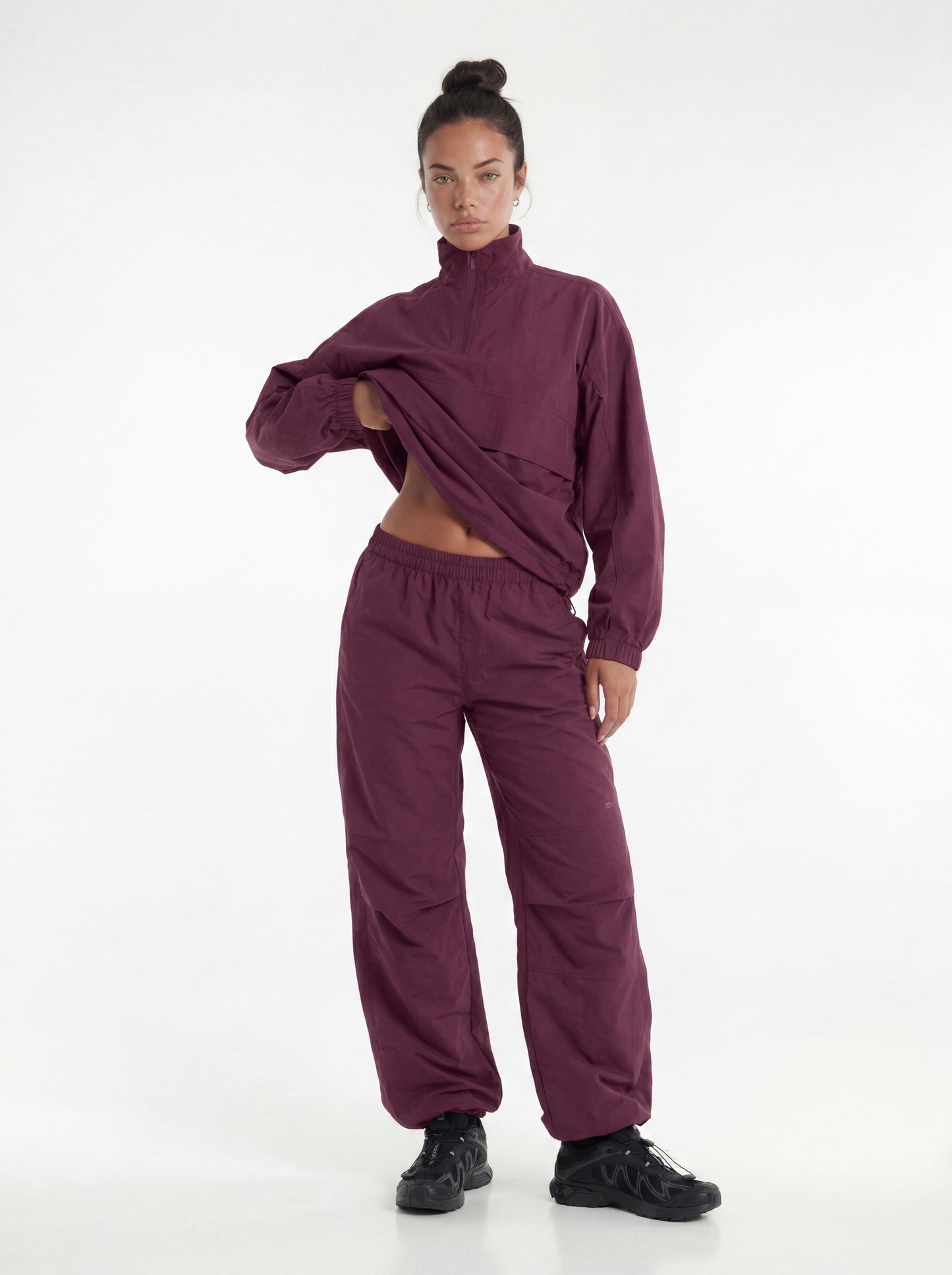 CoreNylon 32″ Wide Leg Track Pant - Merlot