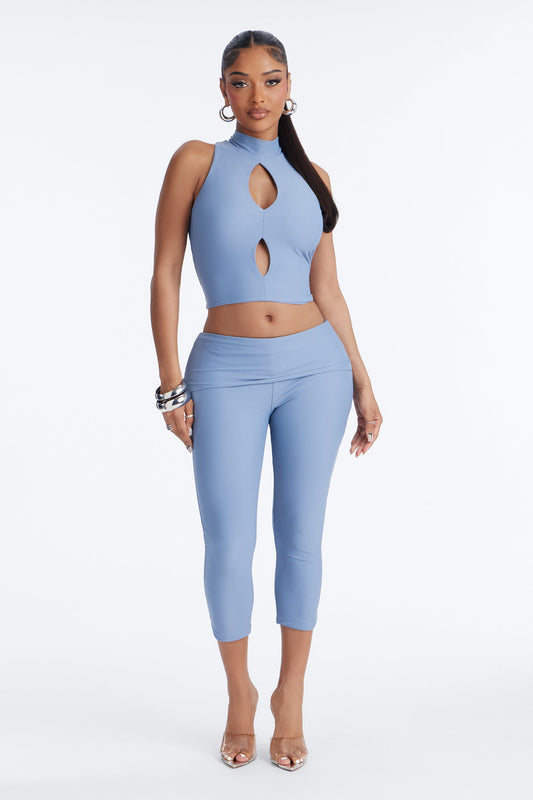 Roxy Form Double Lined Capri Pant Set - Dusty Blue