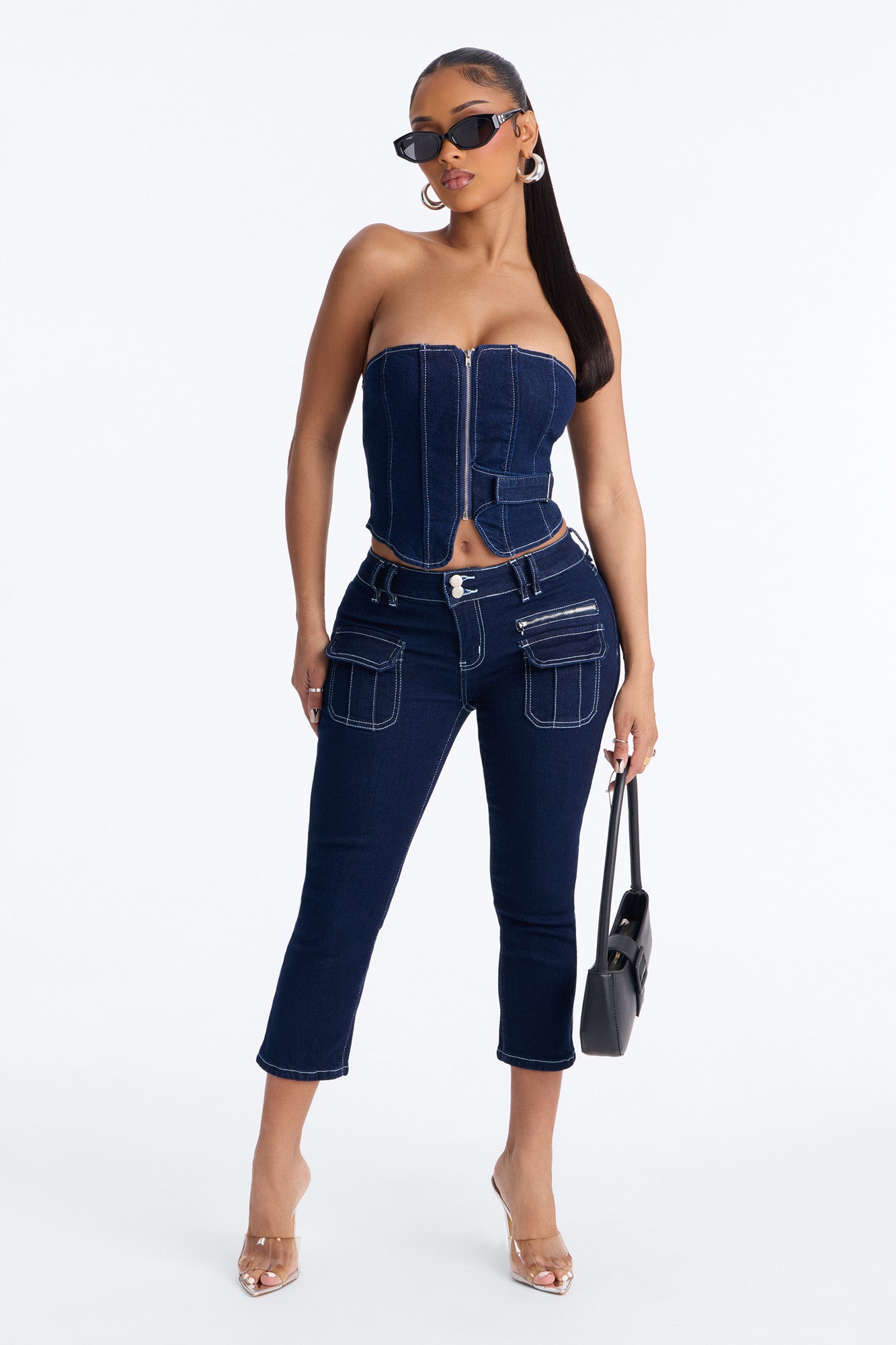 In Motion Low Rise Stretch Capri Jeans - Dark Wash