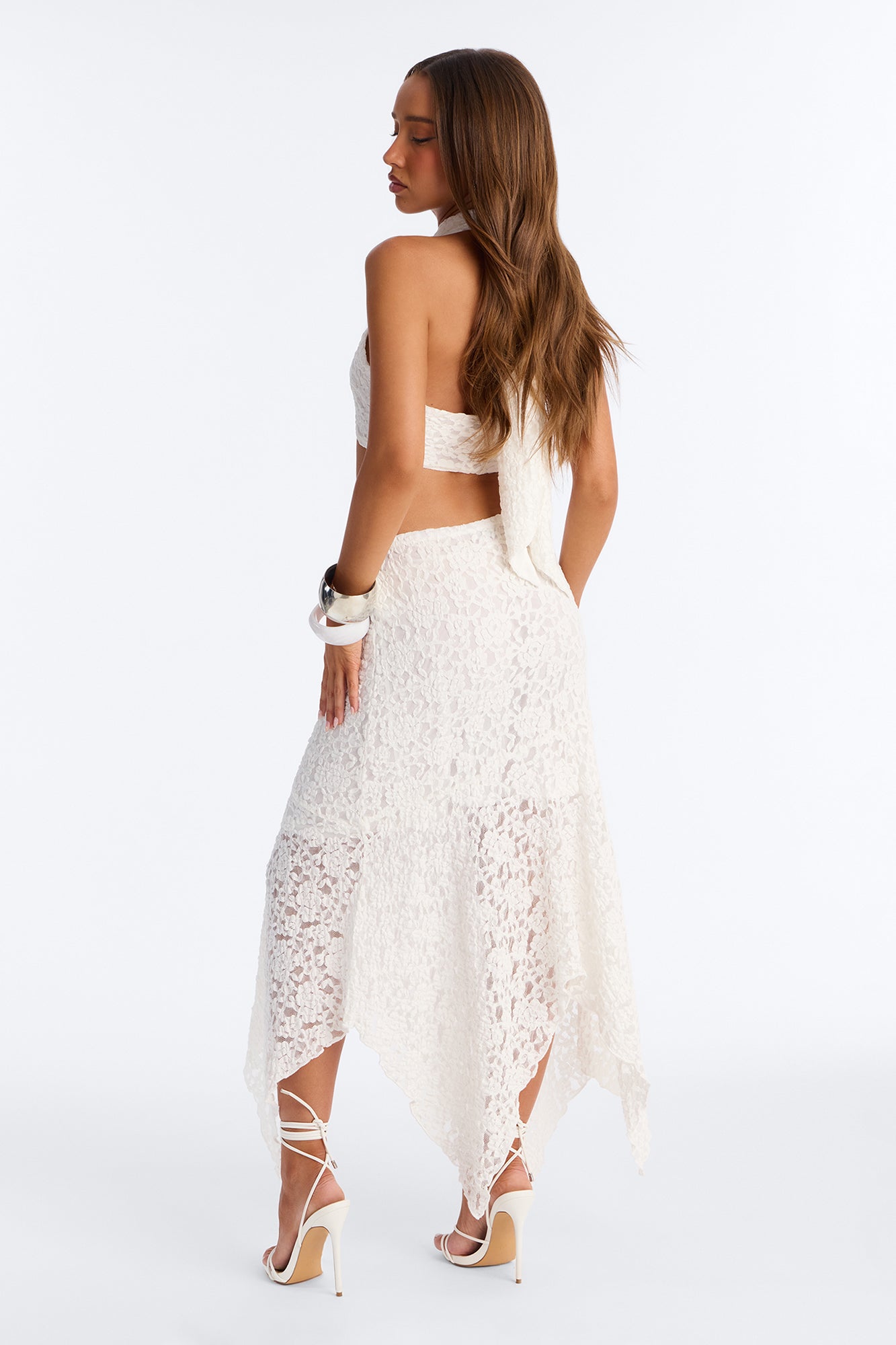 Summer Romance Lace Halter Bra Top - Ivory