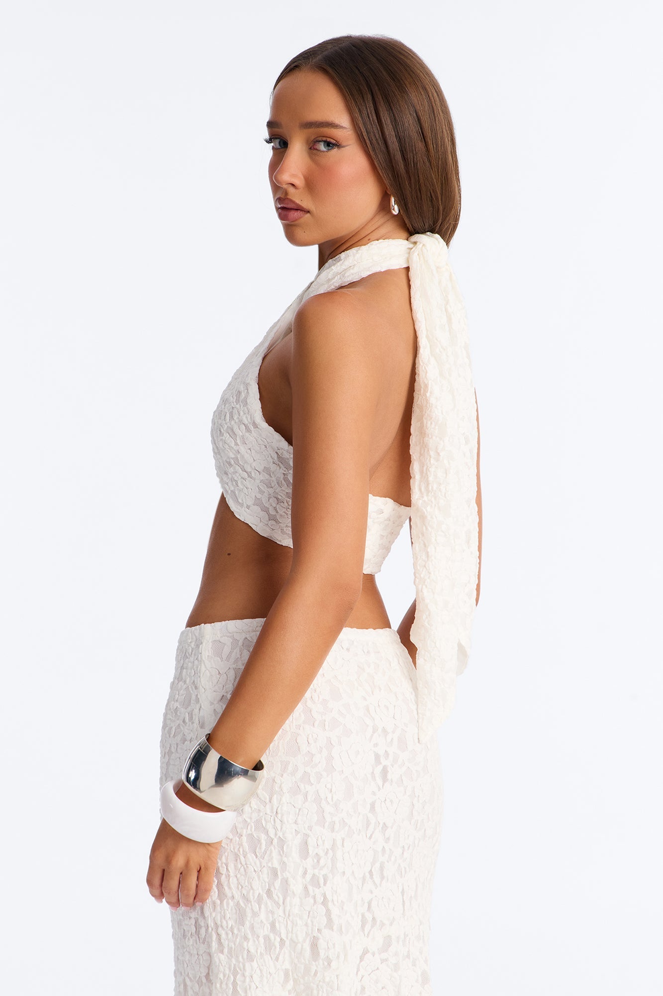 Summer Romance Lace Halter Bra Top - Ivory