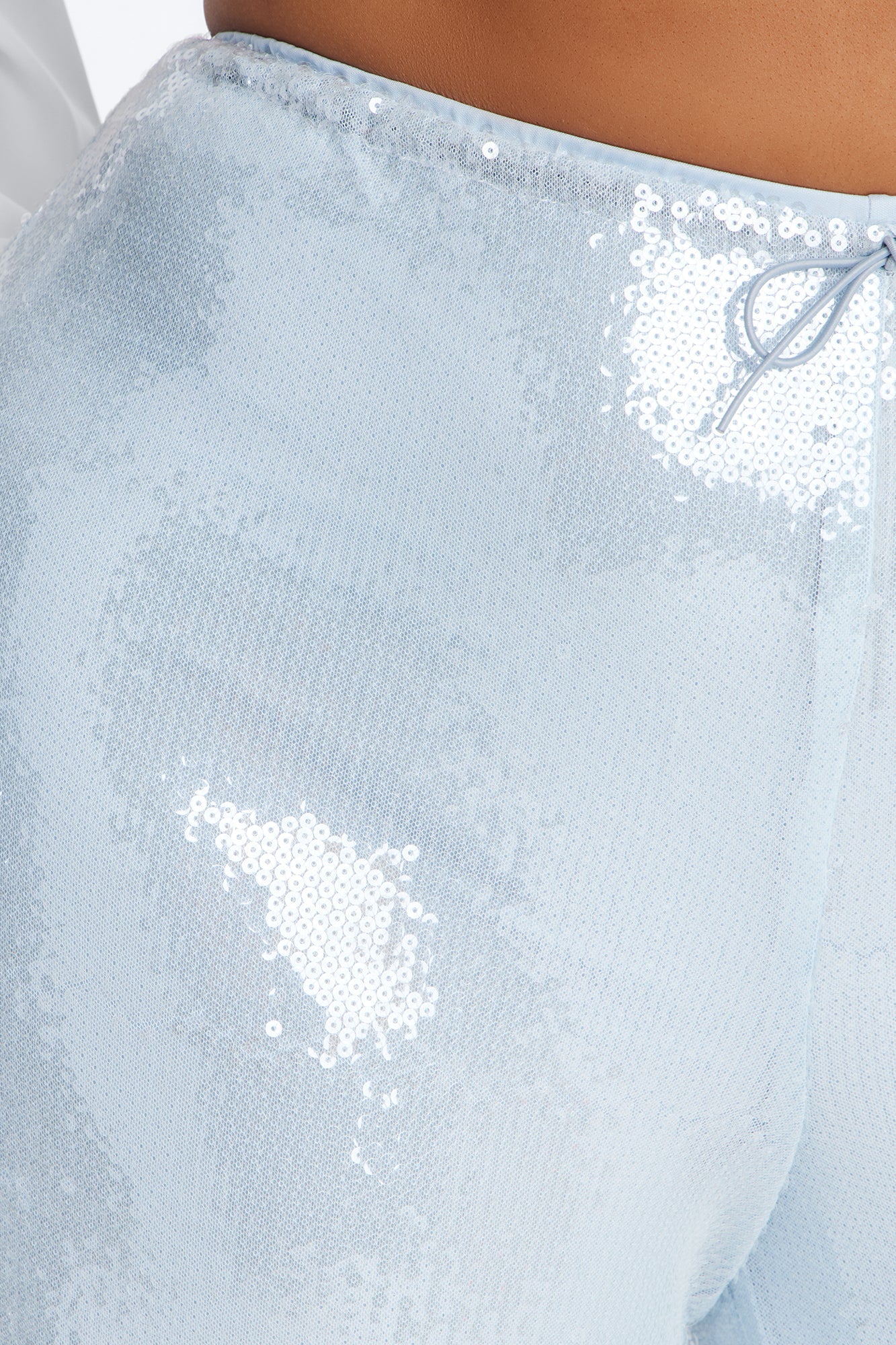Glow Time Sequin Embellished Pants - Ice Blue