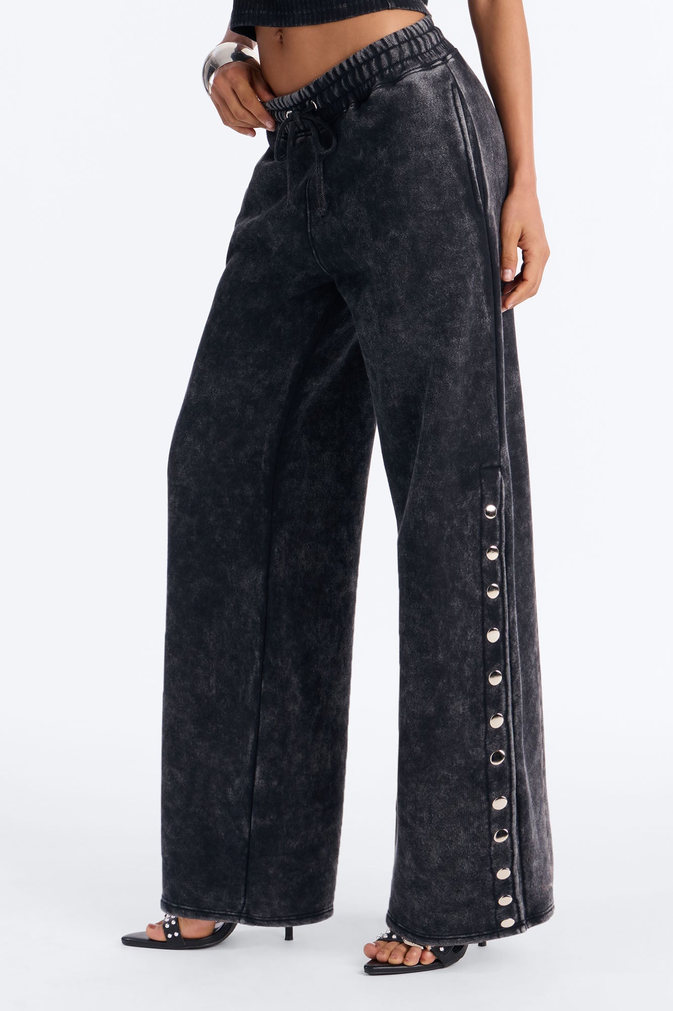 More Than A Studded Fleece Pant Set - Black