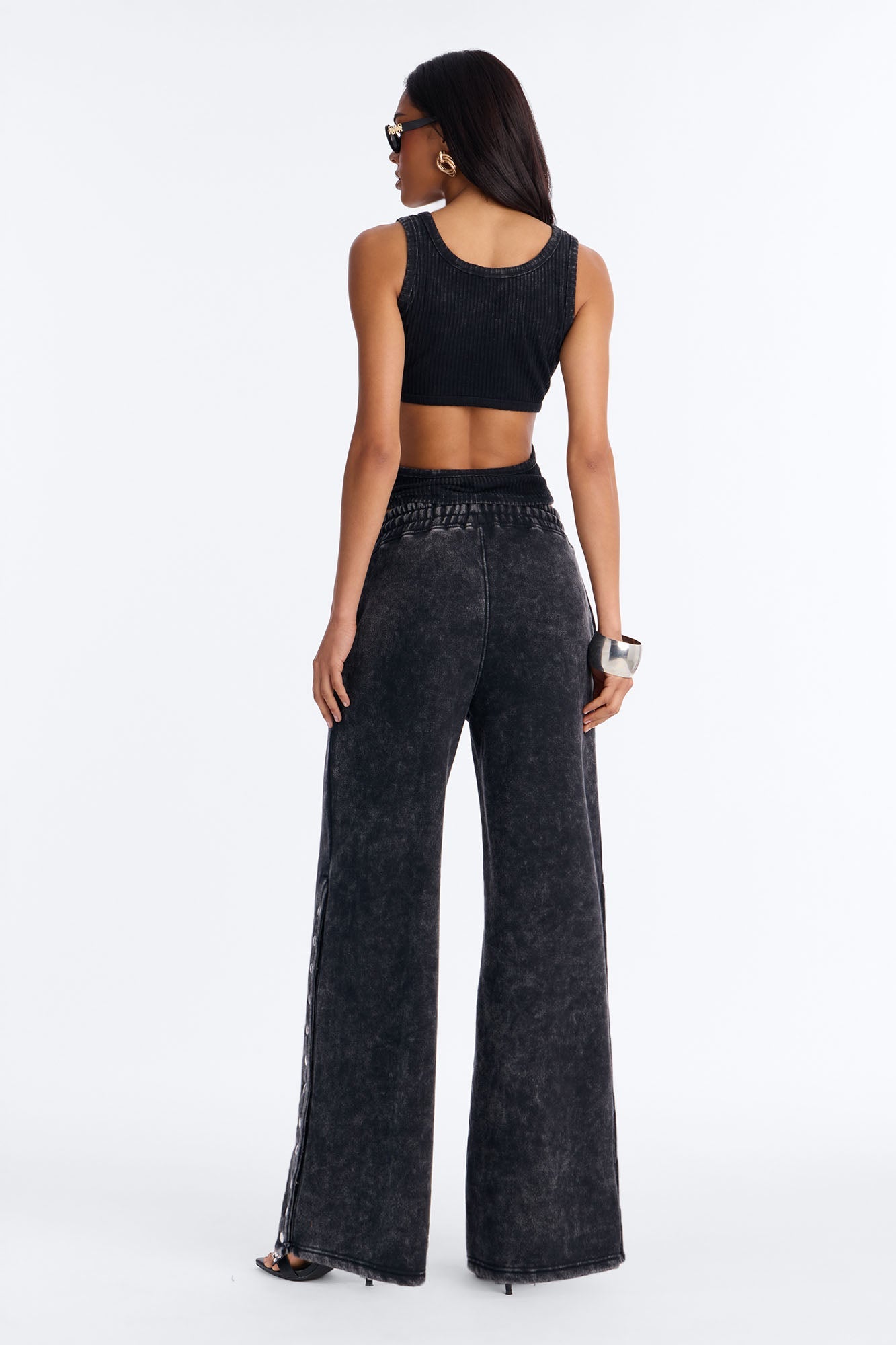 More Than A Studded Fleece Pant Set - Black