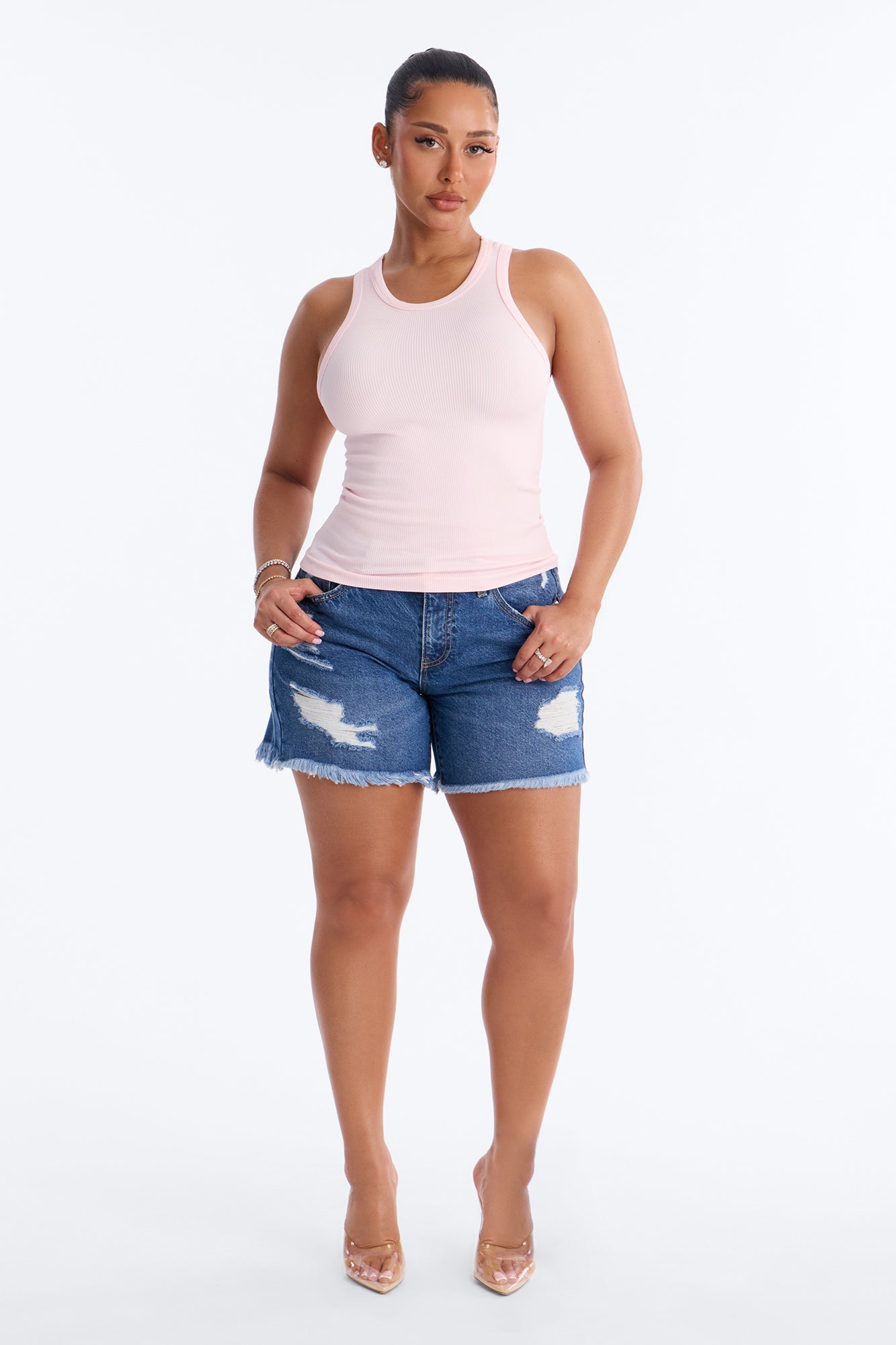 Bella Seamless Basic Tank Top - Pink
