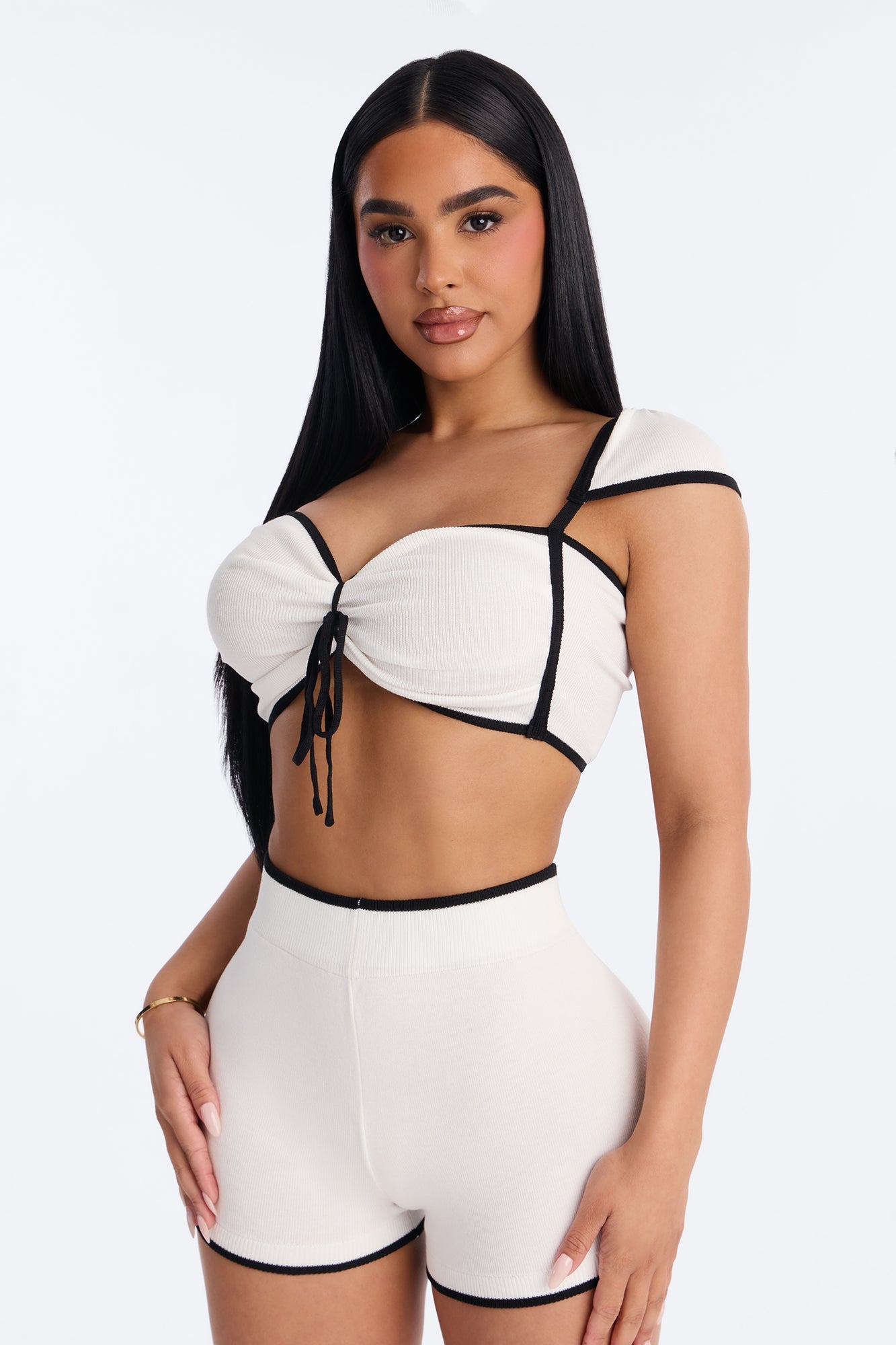 Dariana Sweater Micro Short Set - White