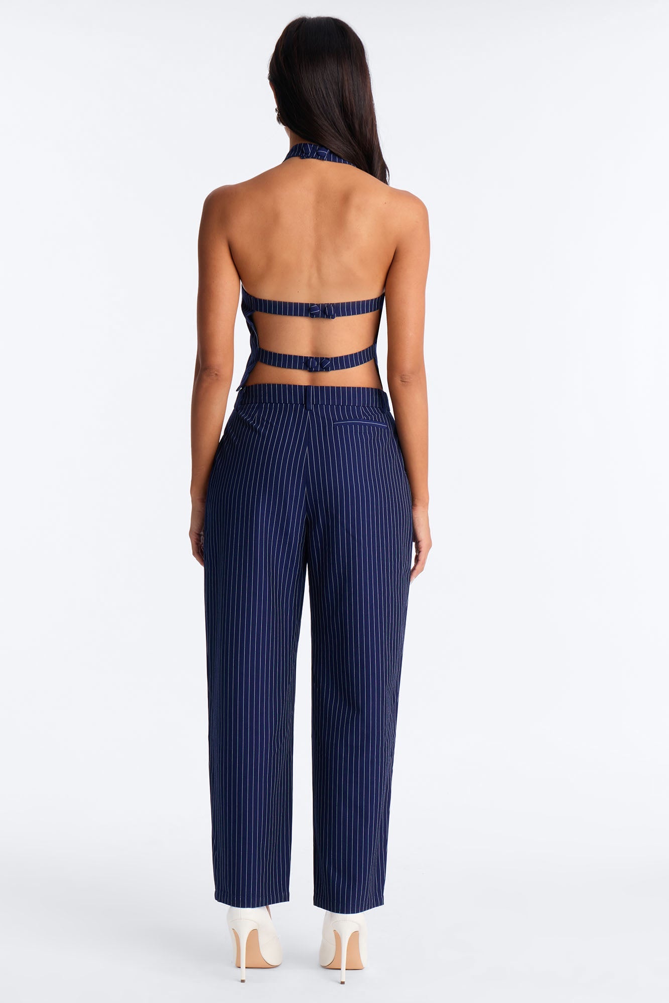 Victoria Pinstripe Barrel Pant Set - Navy/combo