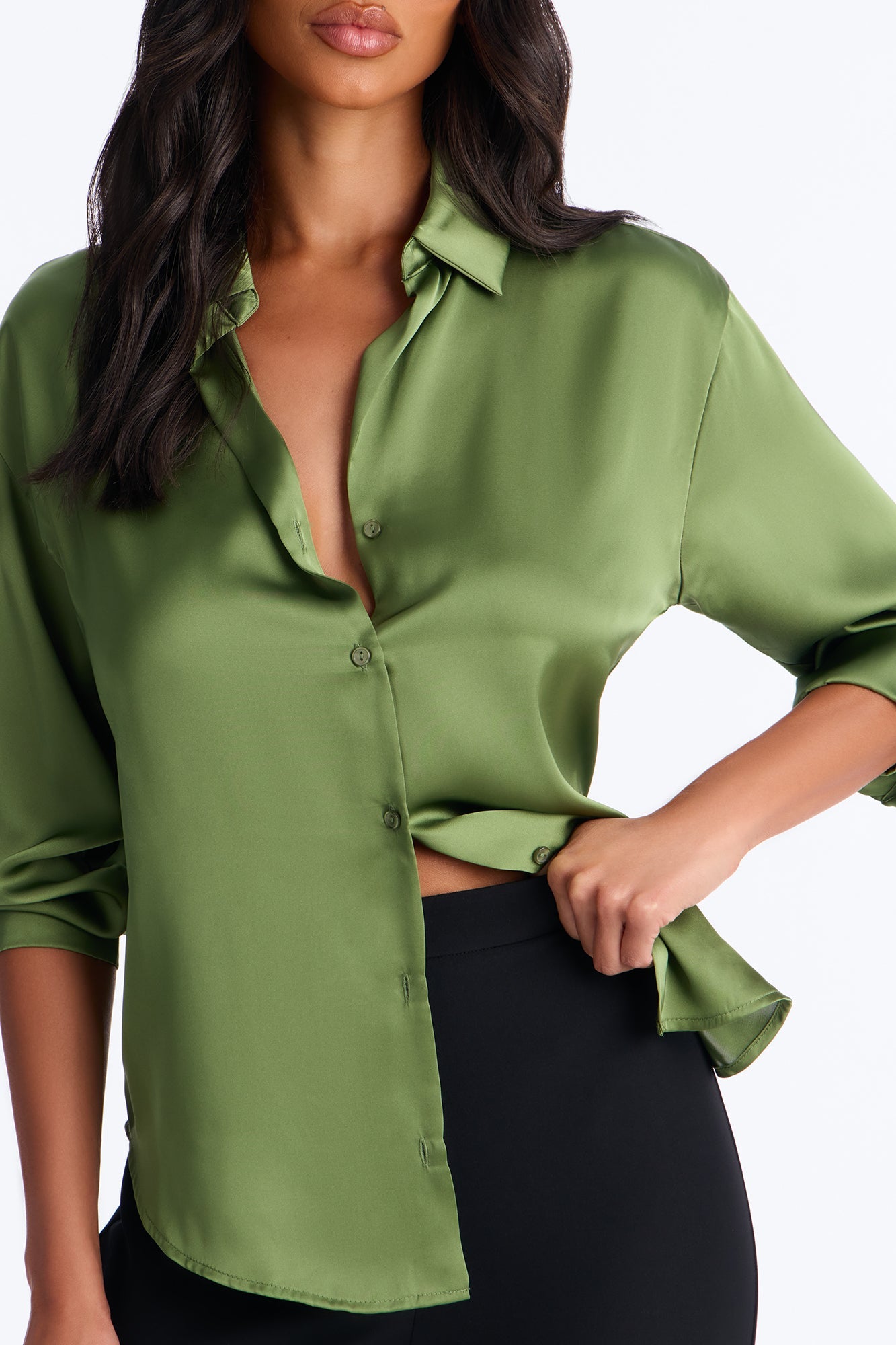Dreams And Delight Satin Shirt - Green