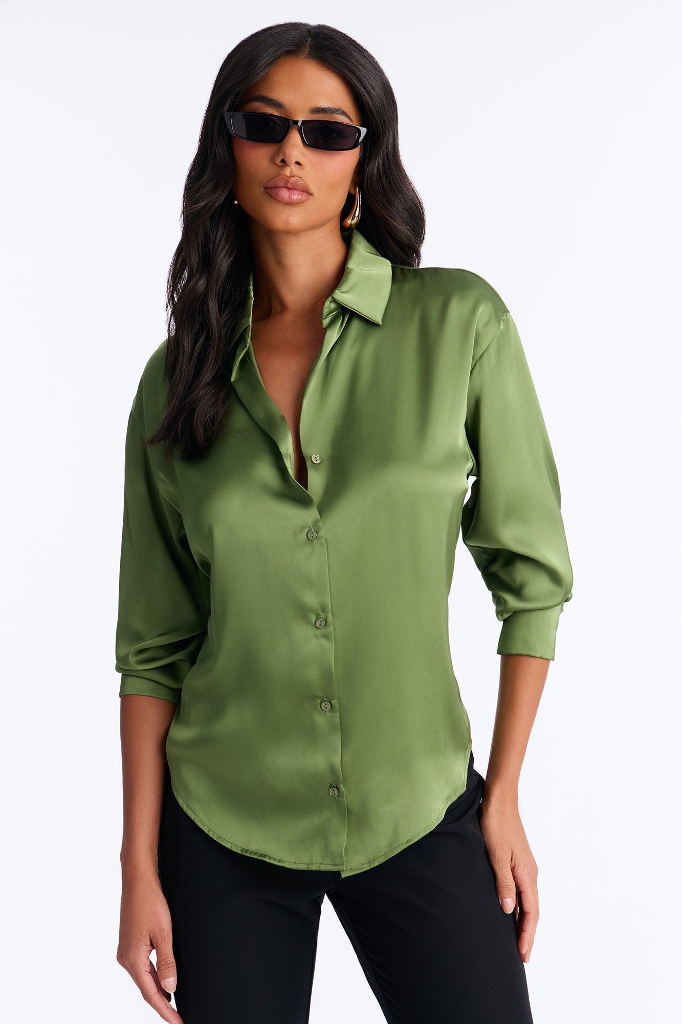 Dreams And Delight Satin Shirt - Green