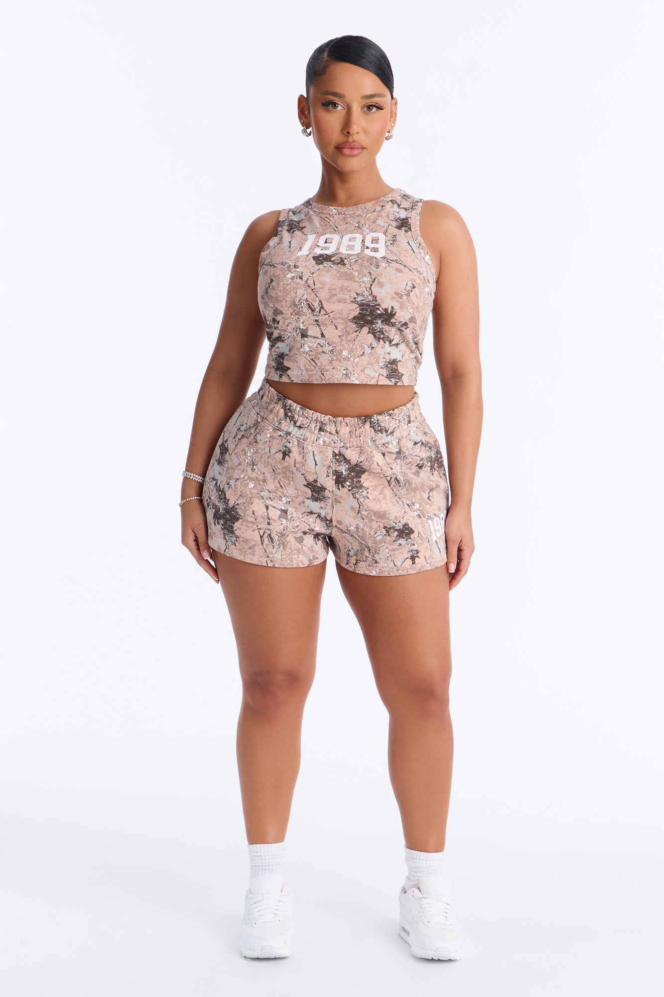 1989' Camo Fleece Short Set - Taupe/combo