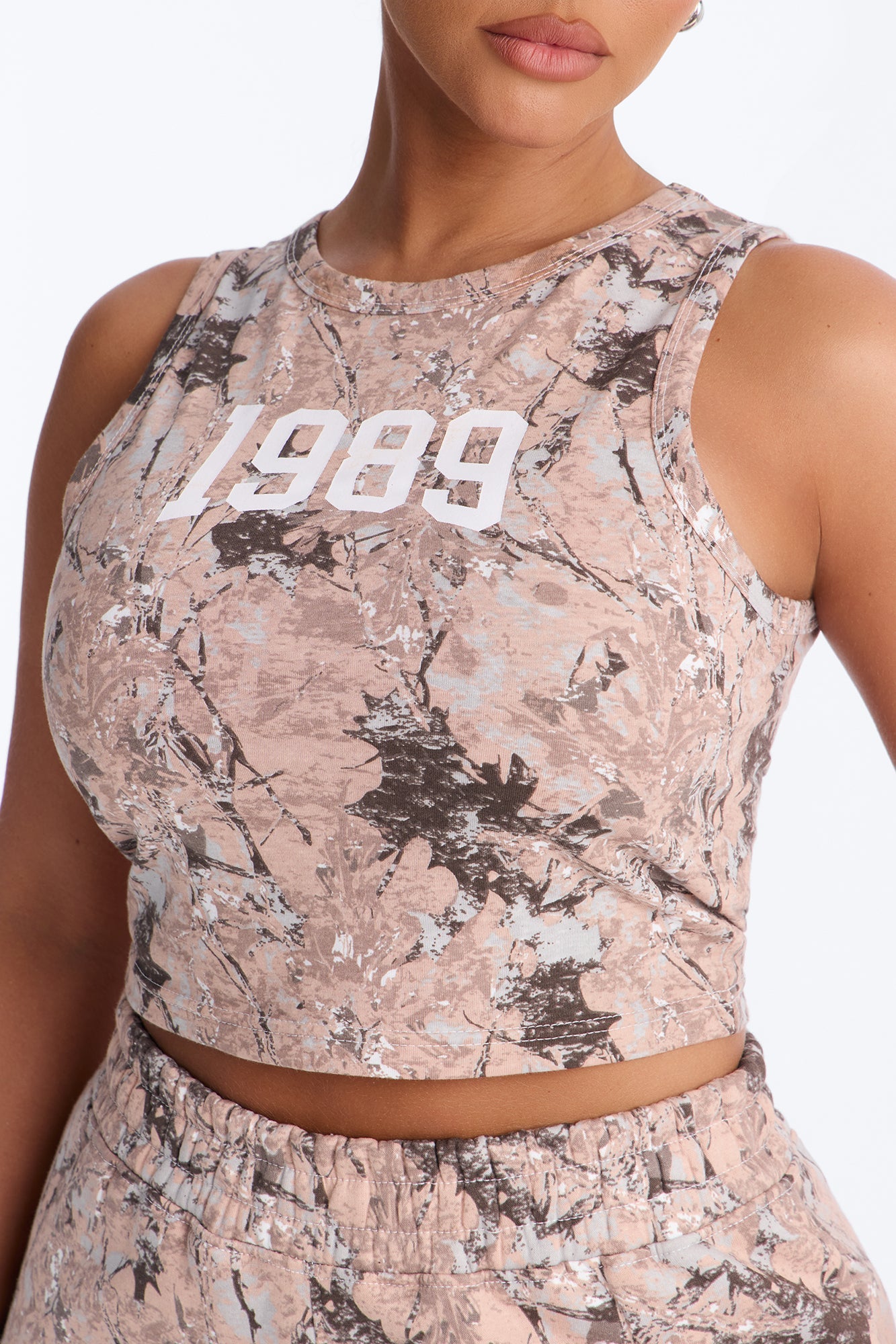 1989' Camo Fleece Short Set - Taupe/combo