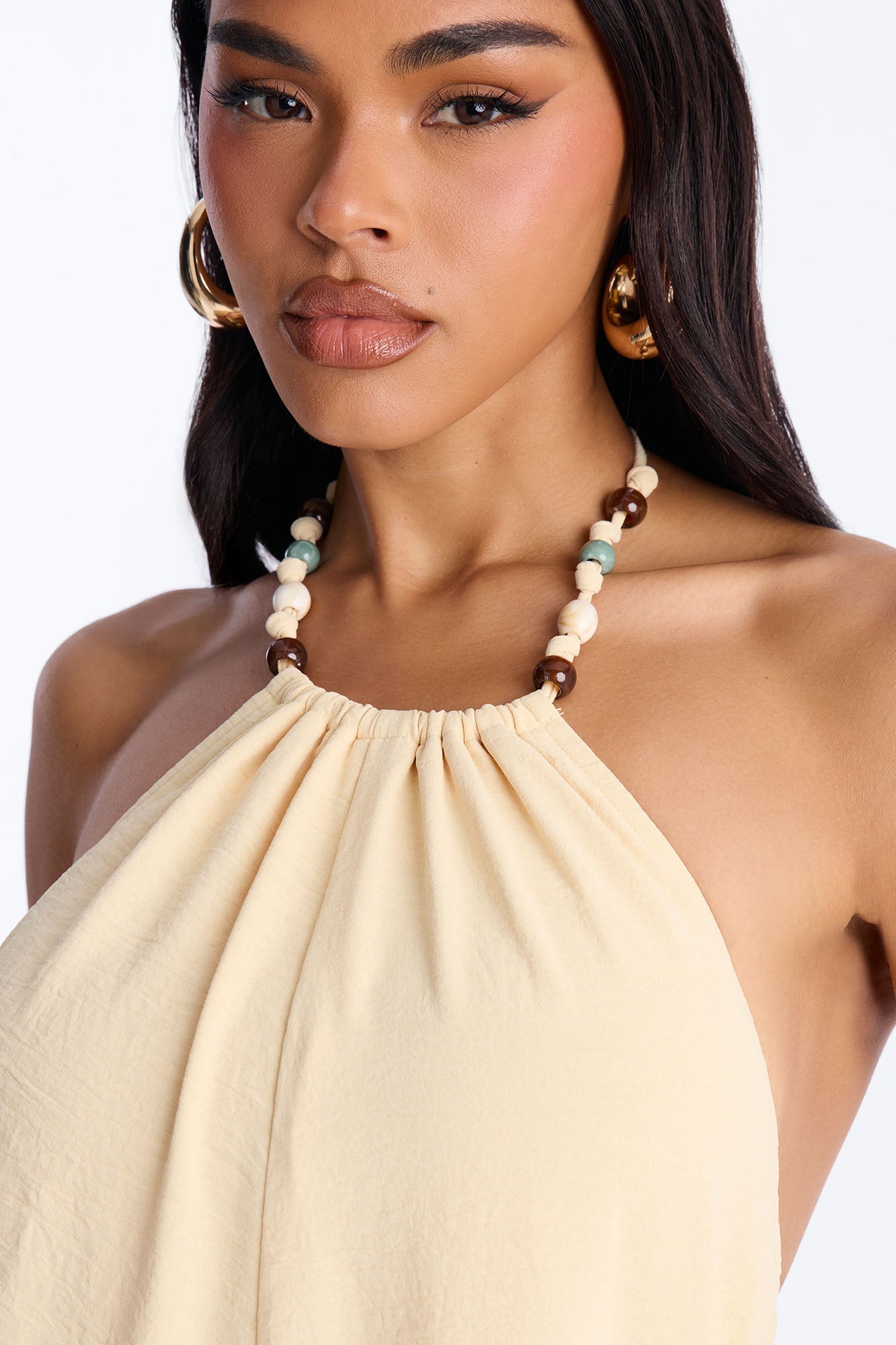 Kalana Beaded Halter Jumpsuit - Yellow