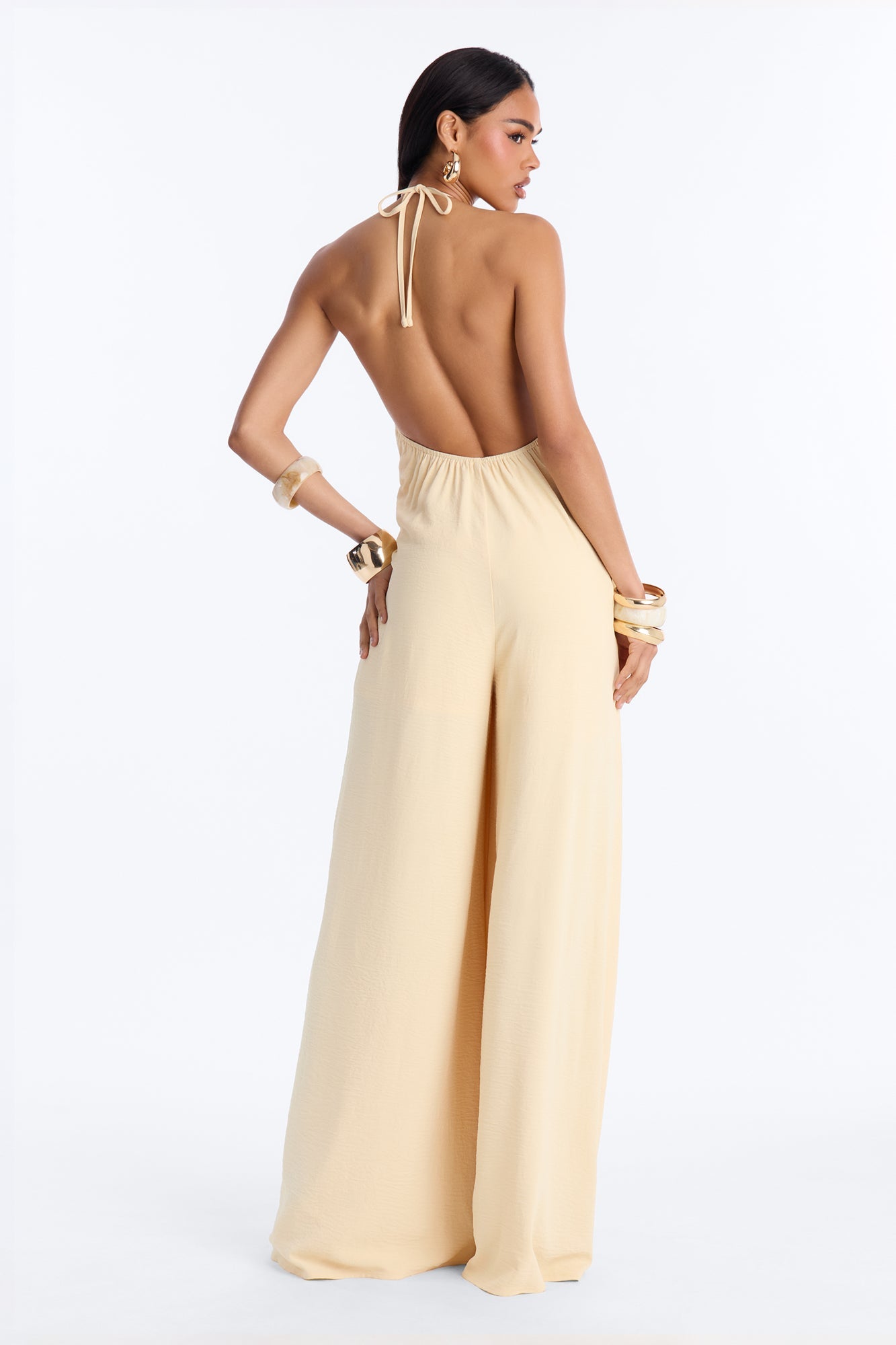 Kalana Beaded Halter Jumpsuit - Yellow