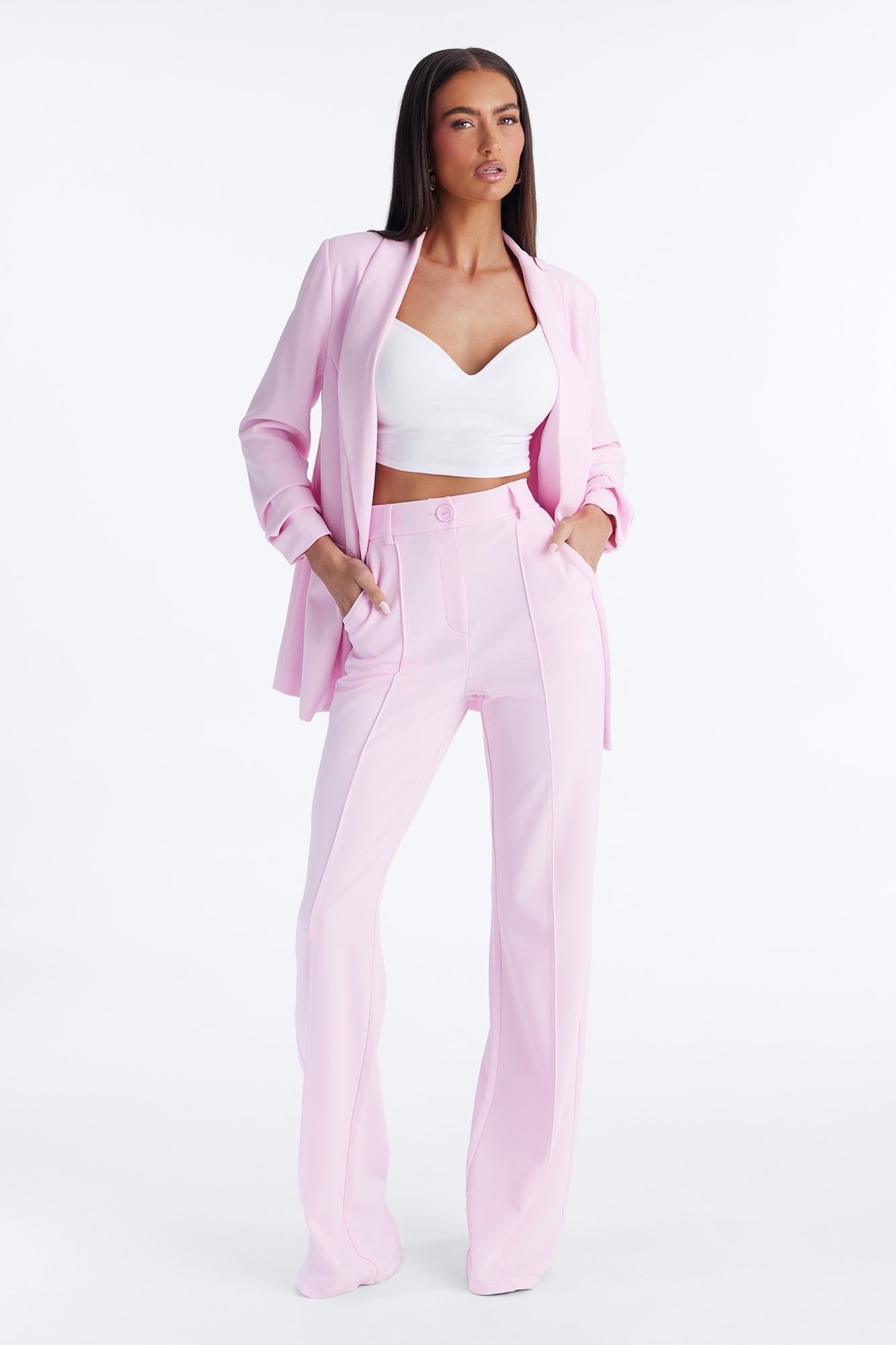Heidi Wide Leg Trouser Pant - Light Pink