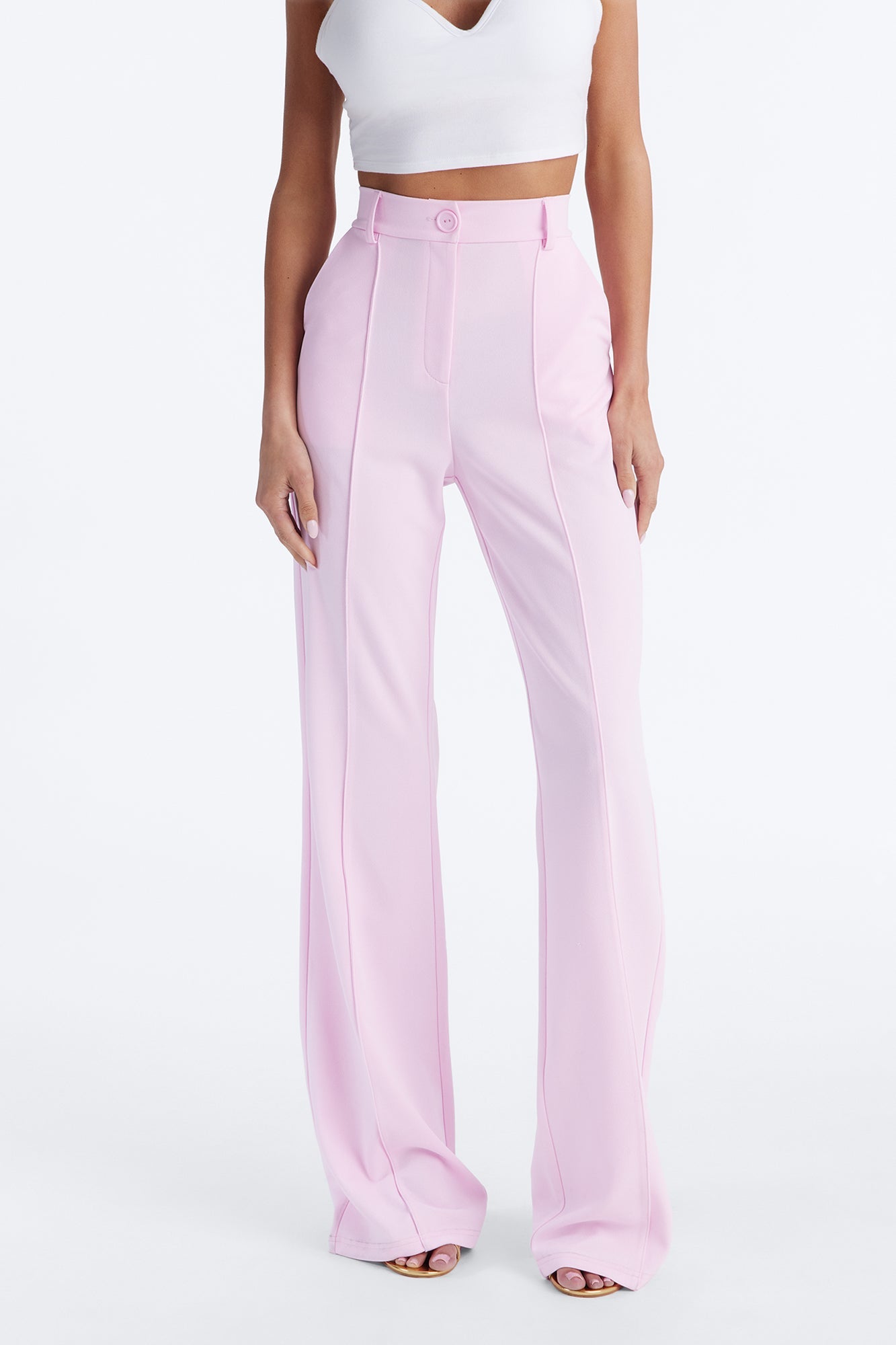 Heidi Wide Leg Trouser Pant - Light Pink