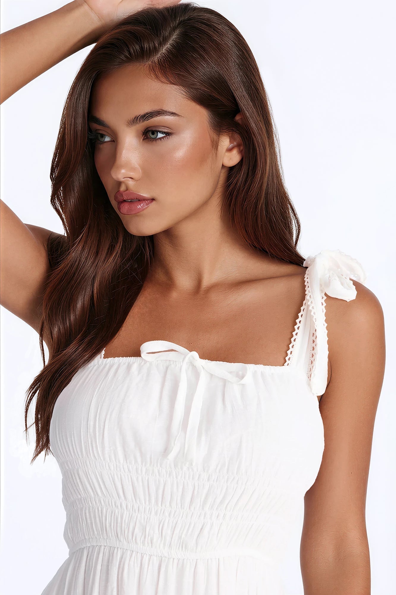 Greta Poplin Midi Dress - White