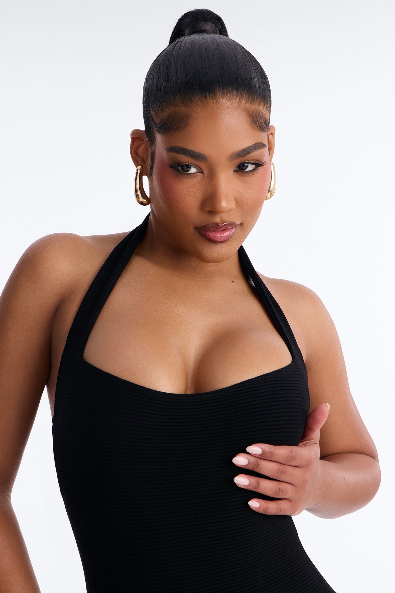Camila Halter Snatched Mini Dress - Black