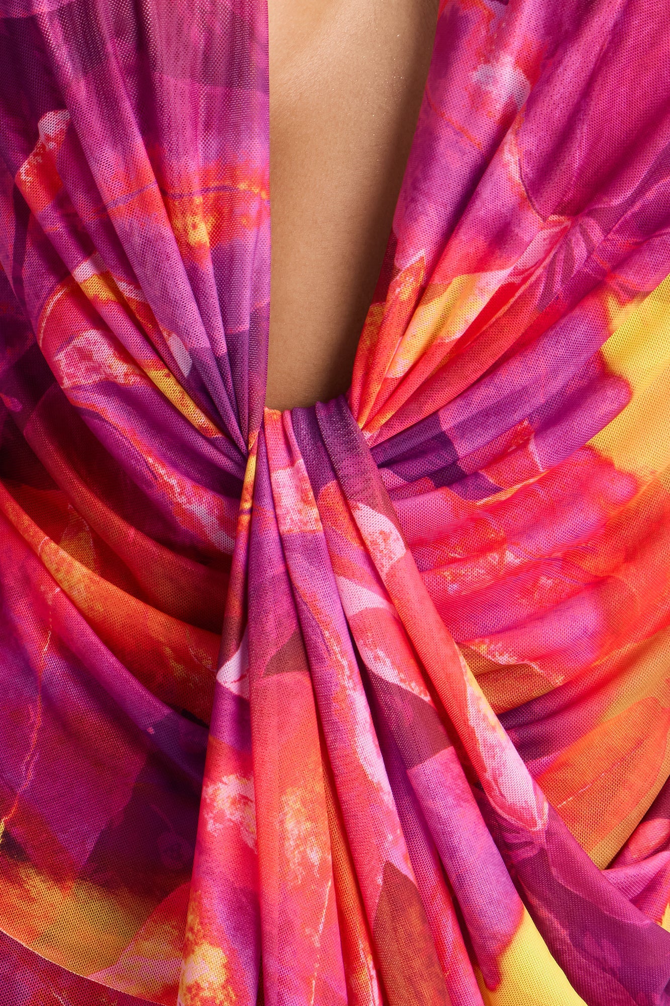 Kyla Halter Printed Mesh Maxi Dress - Magenta/combo