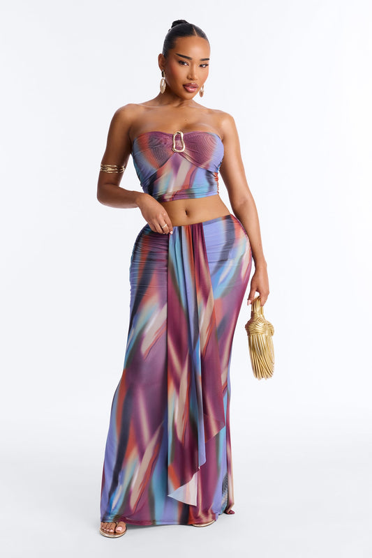 Aura Allure Mesh Skirt Set - Multi Color