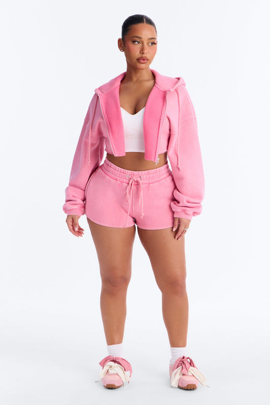 On The Go Washed Short Set - Pink