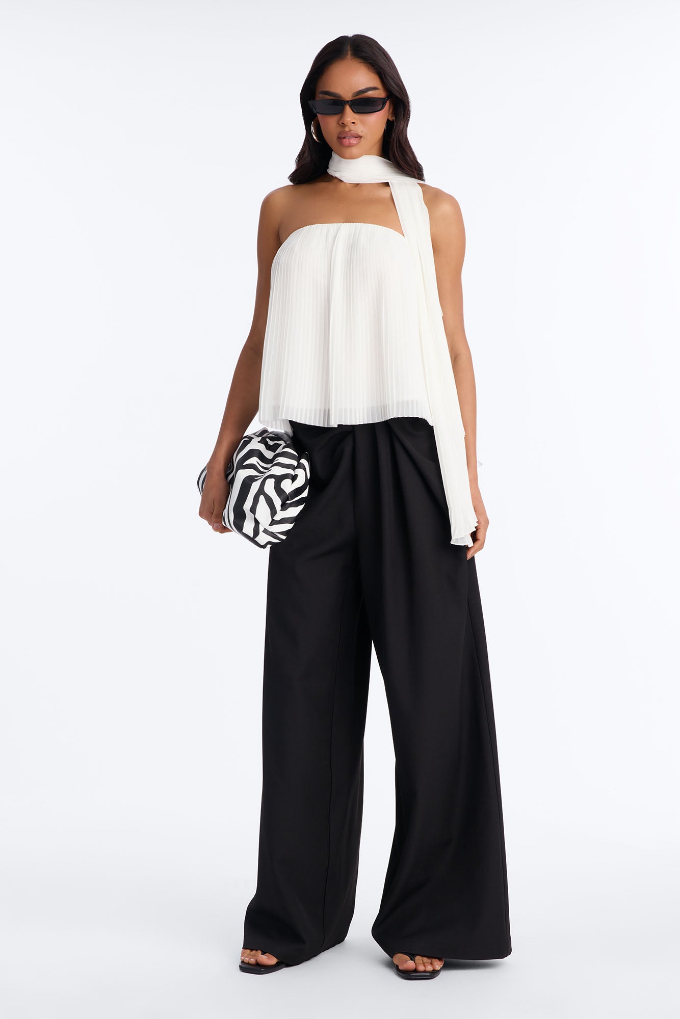 Caught In Your Sunlight Chiffon Scarf 2 Piece Top - Cream