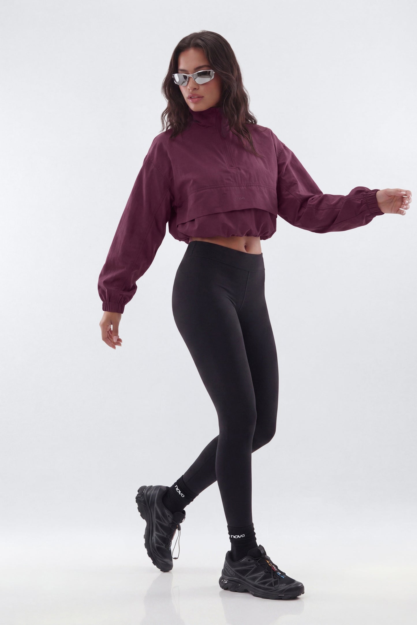CoreNylon Mock Neck Half Zip Track Jacket - Merlot