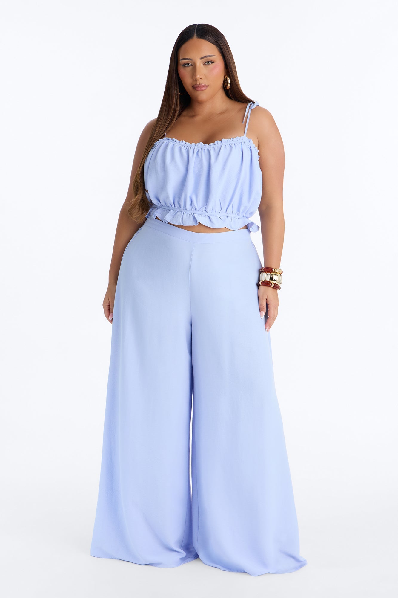Kenya Wide Leg Pant Set - Blue