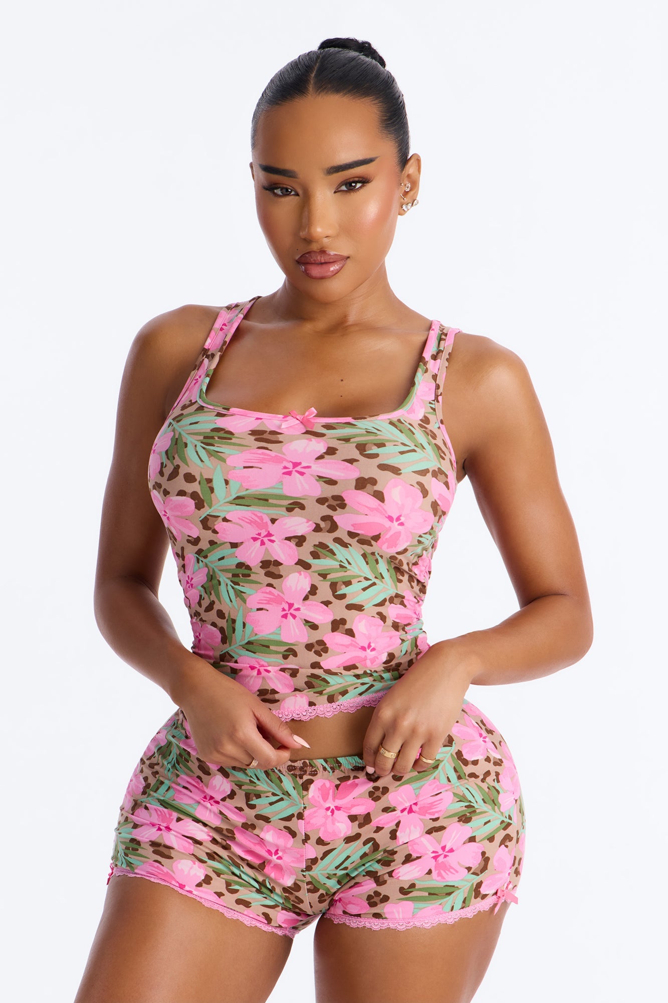 Vacay Vibes PJ Short Set - Pink/combo