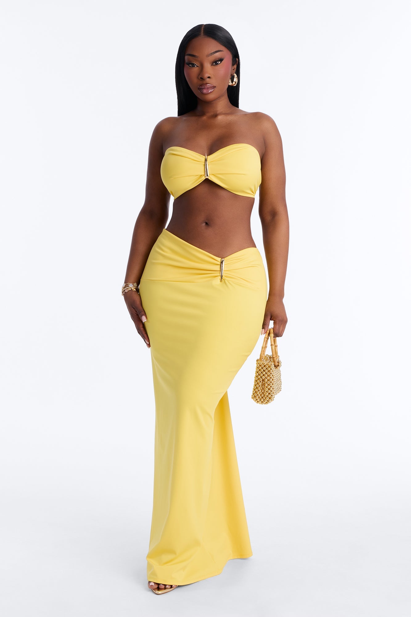 Cadence Hardware Maxi Skirt Set - Yellow