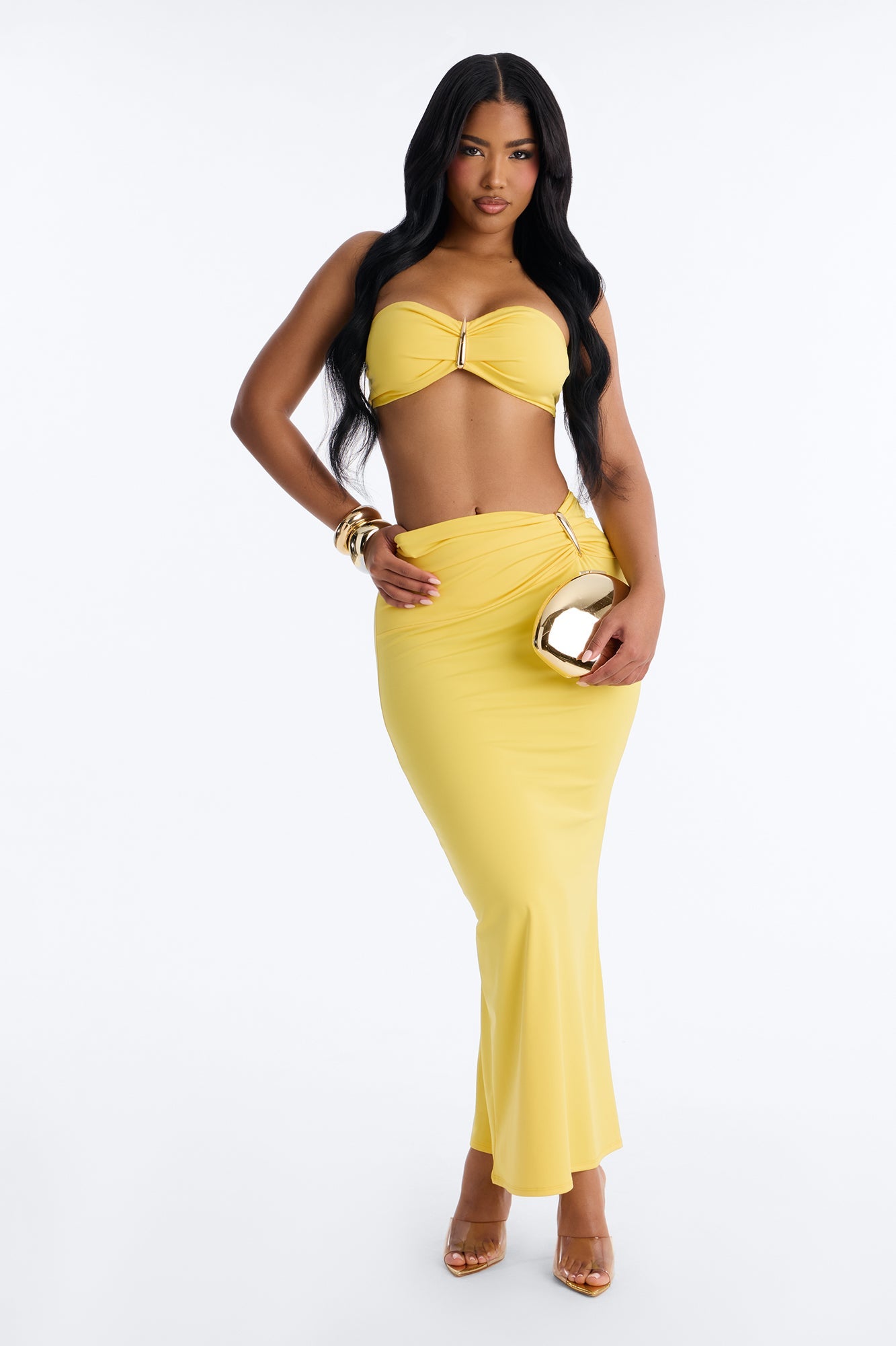 Cadence Hardware Maxi Skirt Set - Yellow