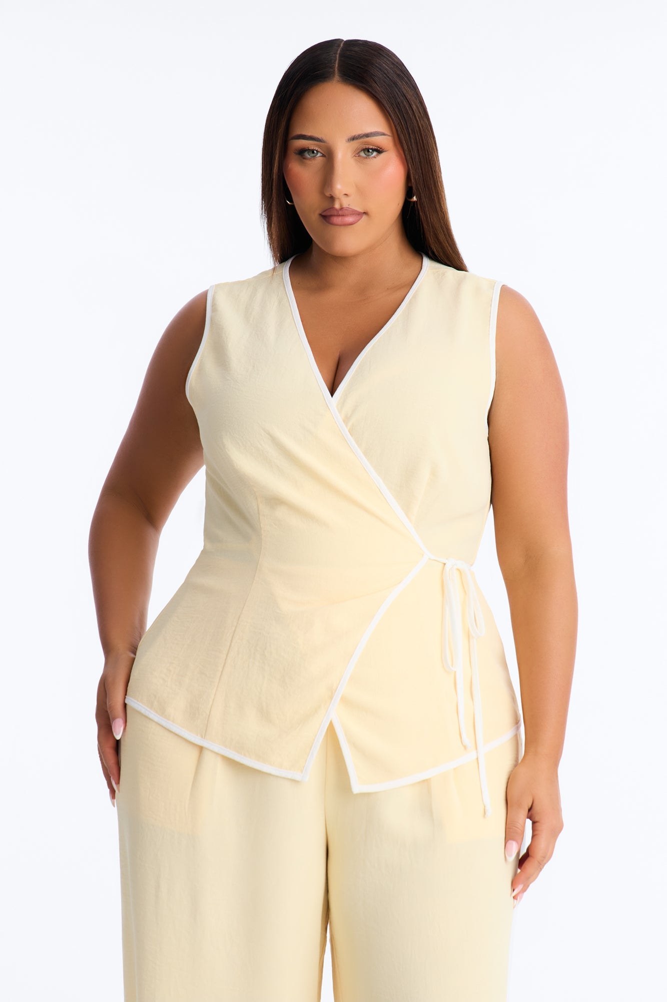 Natalia Sleeveless Pant Set - Yellow