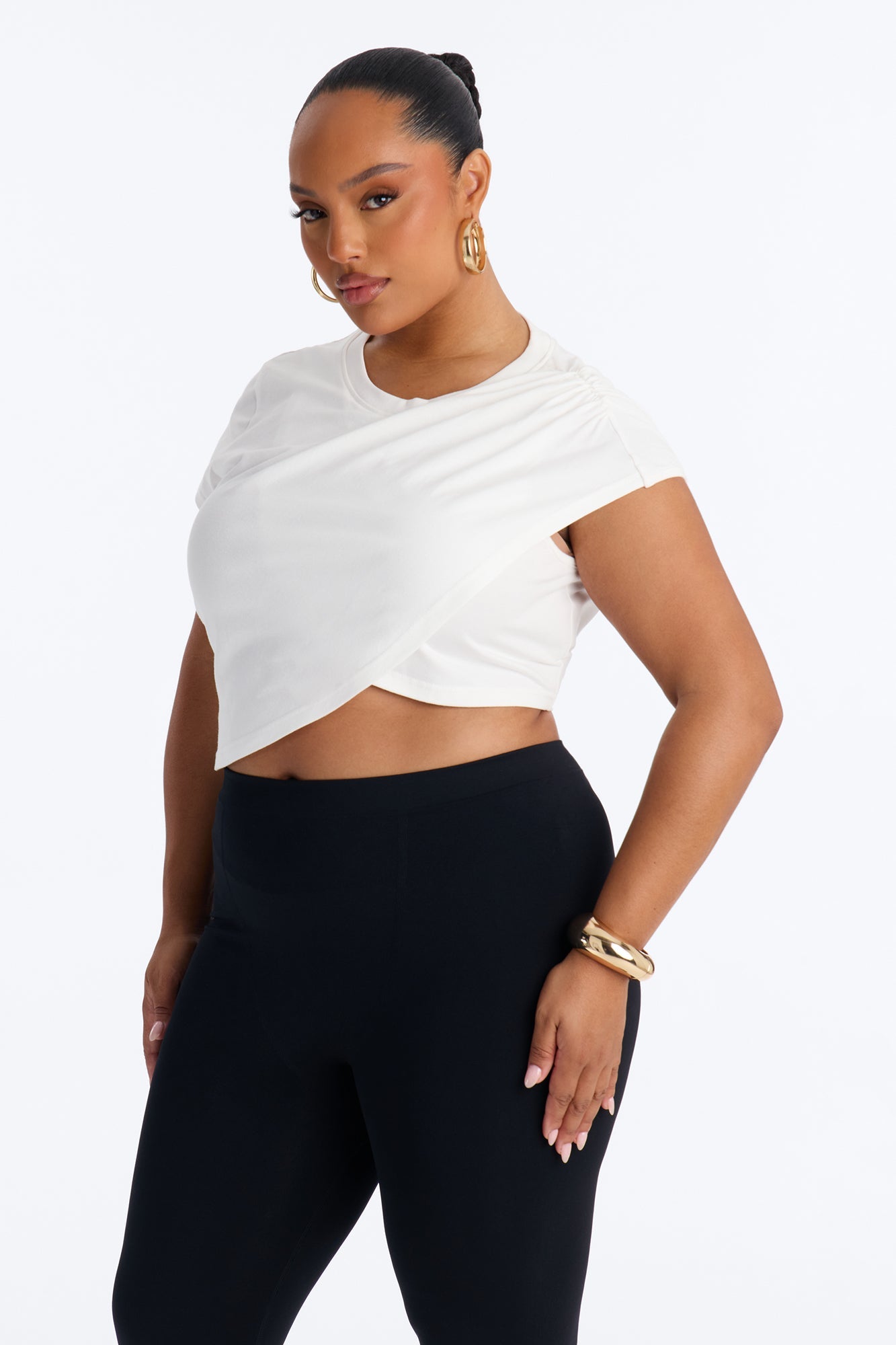 Unbothered Asymmetrical Short Sleeve T-Shirt - White