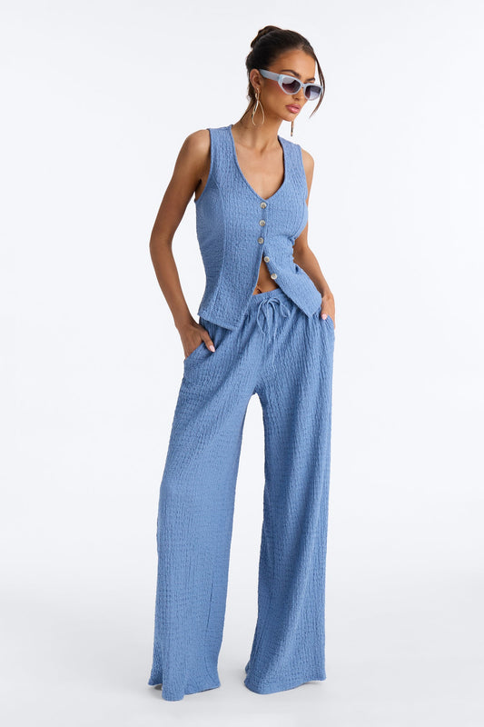 Pheobe Textured Pant Set - Blue