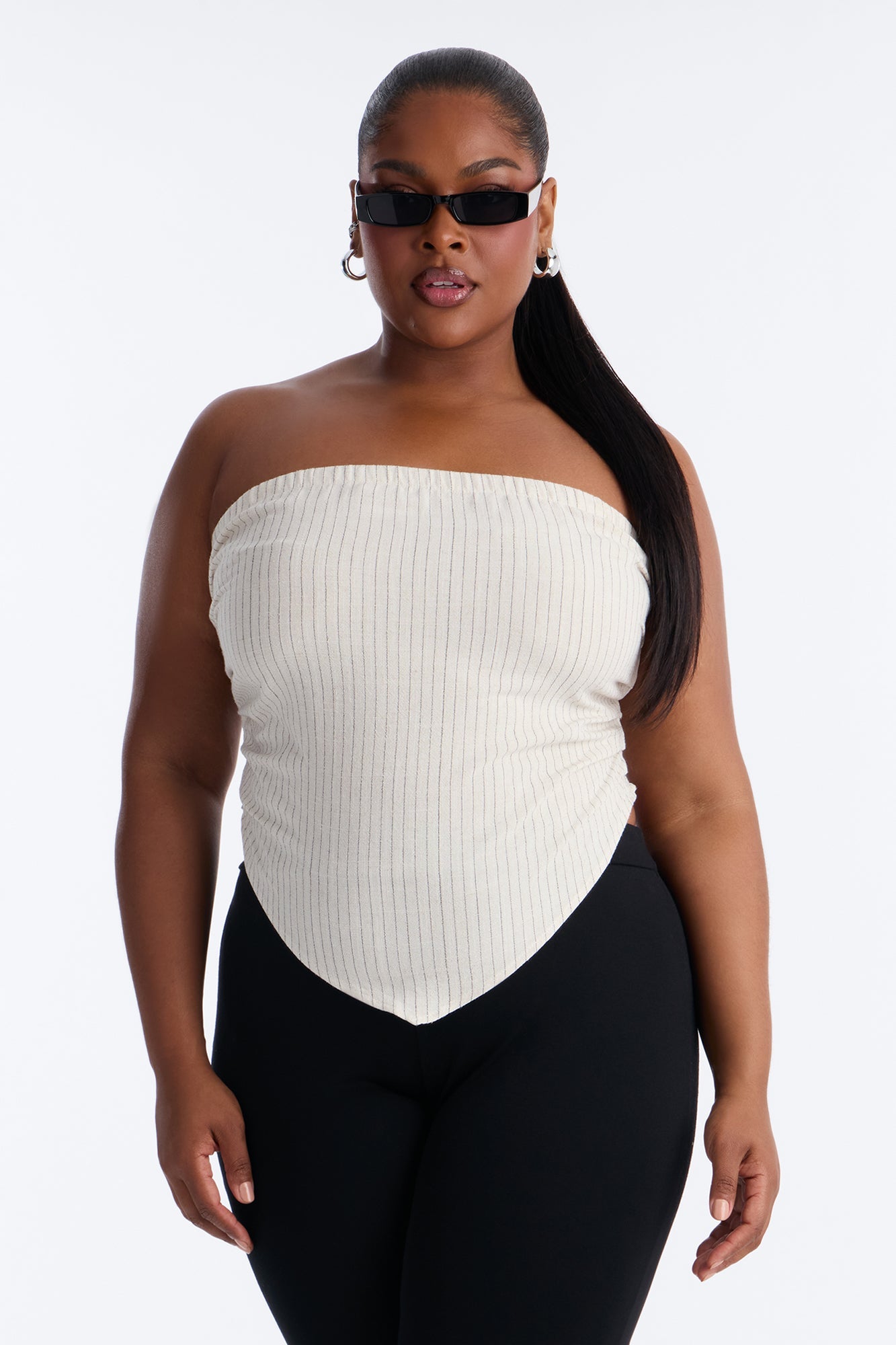 Feeling Fine Pinstripe Linen Top - Oatmeal/combo