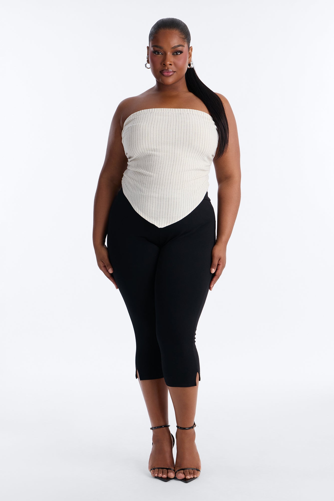 Feeling Fine Pinstripe Linen Top - Oatmeal/combo