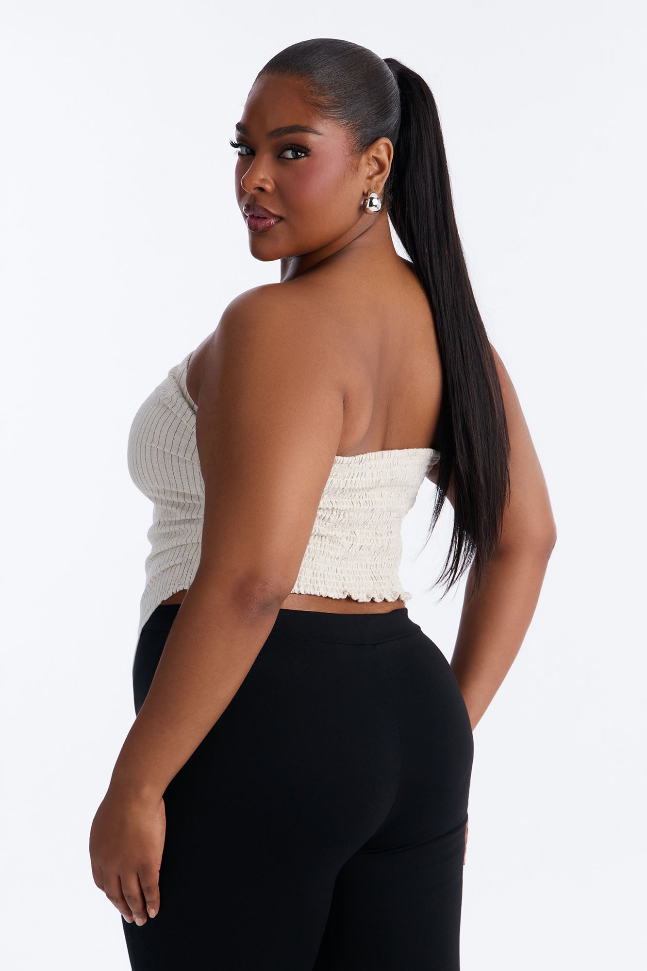 Feeling Fine Pinstripe Linen Top - Oatmeal/combo