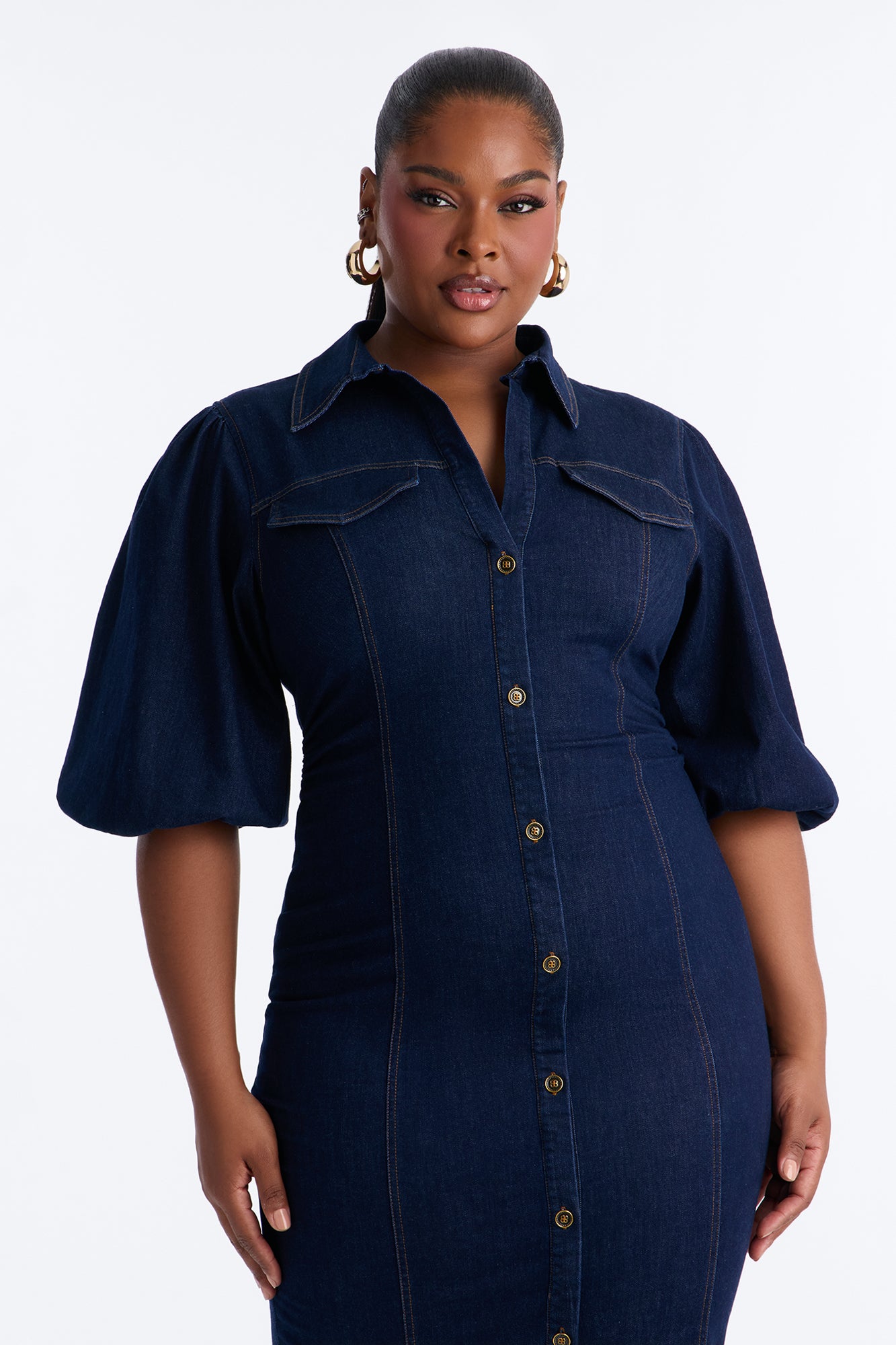 Haven Denim Midi Dress - Dark Wash
